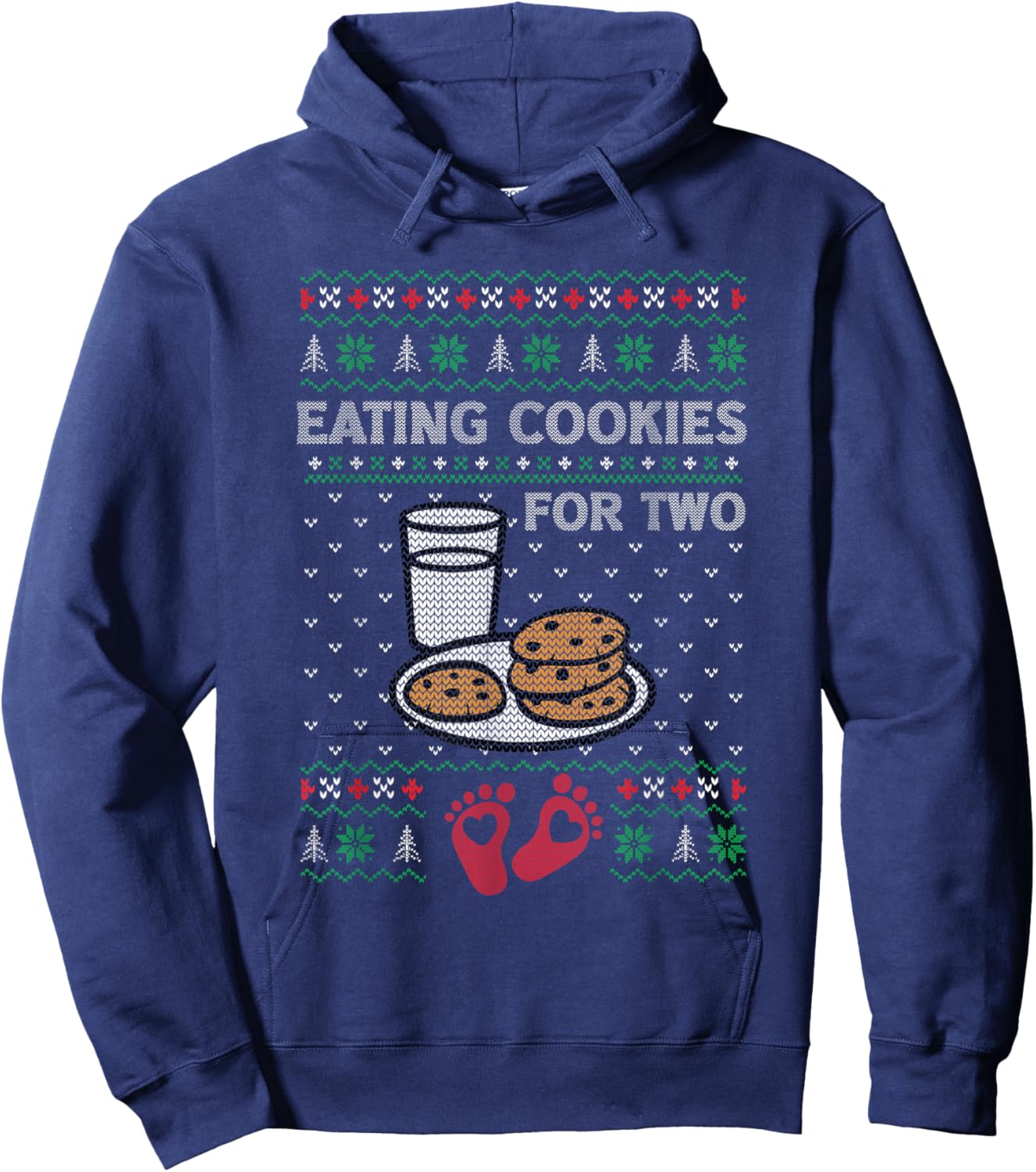 Pregnancy New Mom Baby Pregnant Christmas Matching Couples Hoodie - Hoodie | Navy