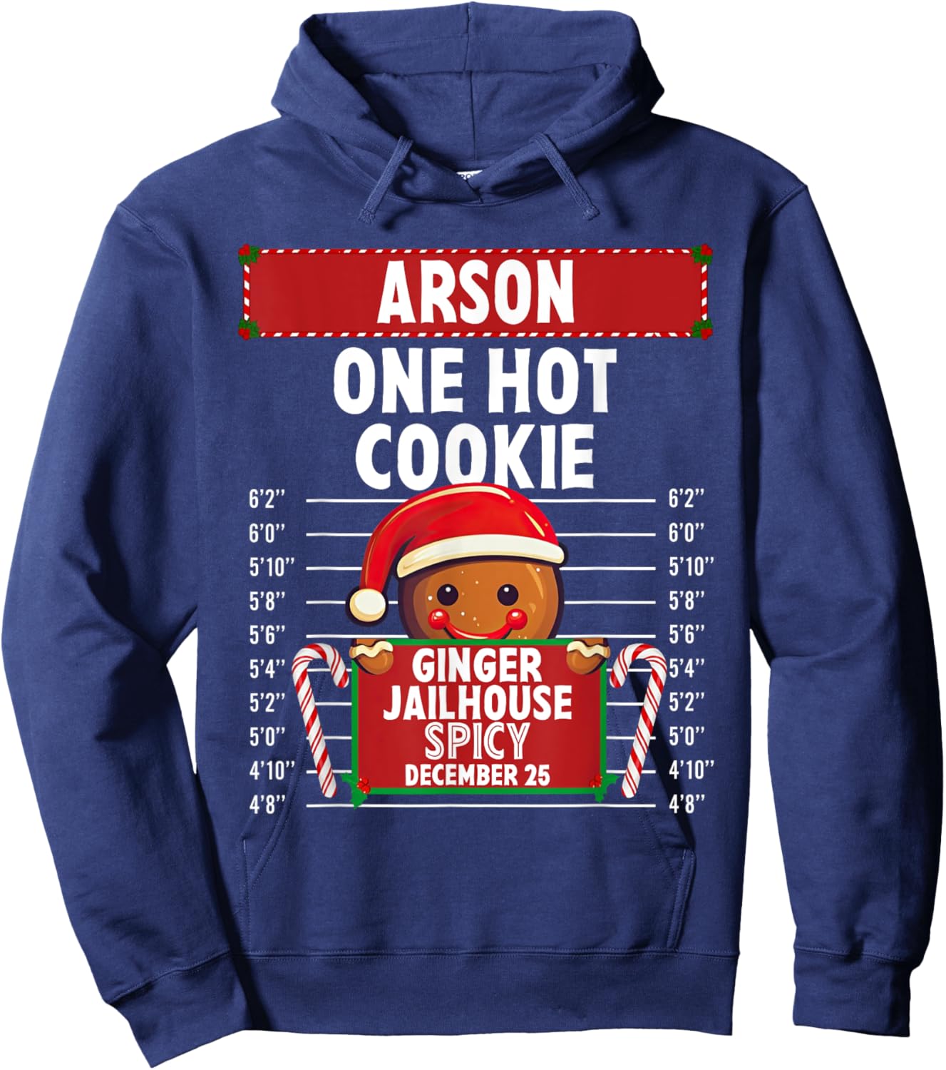 Arson Ginger Jailhouse Christmas Gingerbread Holiday Pajamas Hoodie - Hoodie | Navy