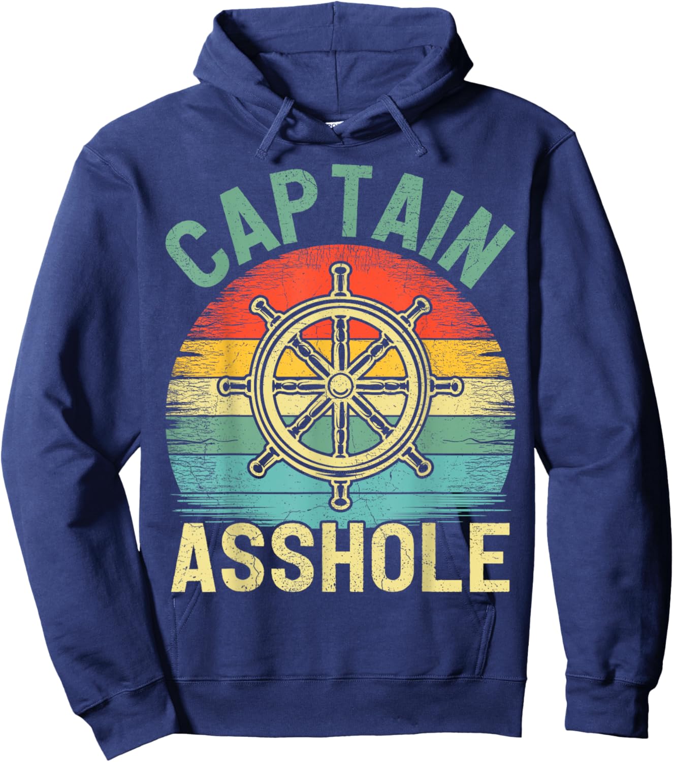 Vintage Captain Asshole Sailing Boating Boat Pontoon Captain Hoodie - Hoodie | Navy