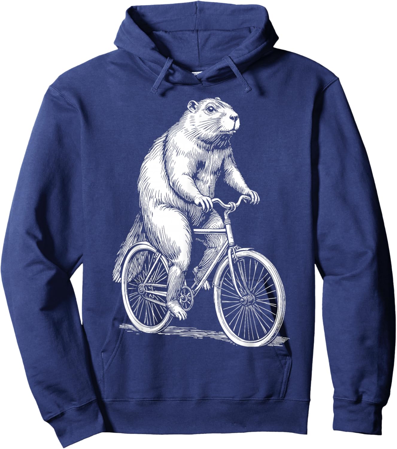 Cycling Bicycle Beaver Vintage Cyclist Funny Biker Animal Hoodie - Hoodie | Navy
