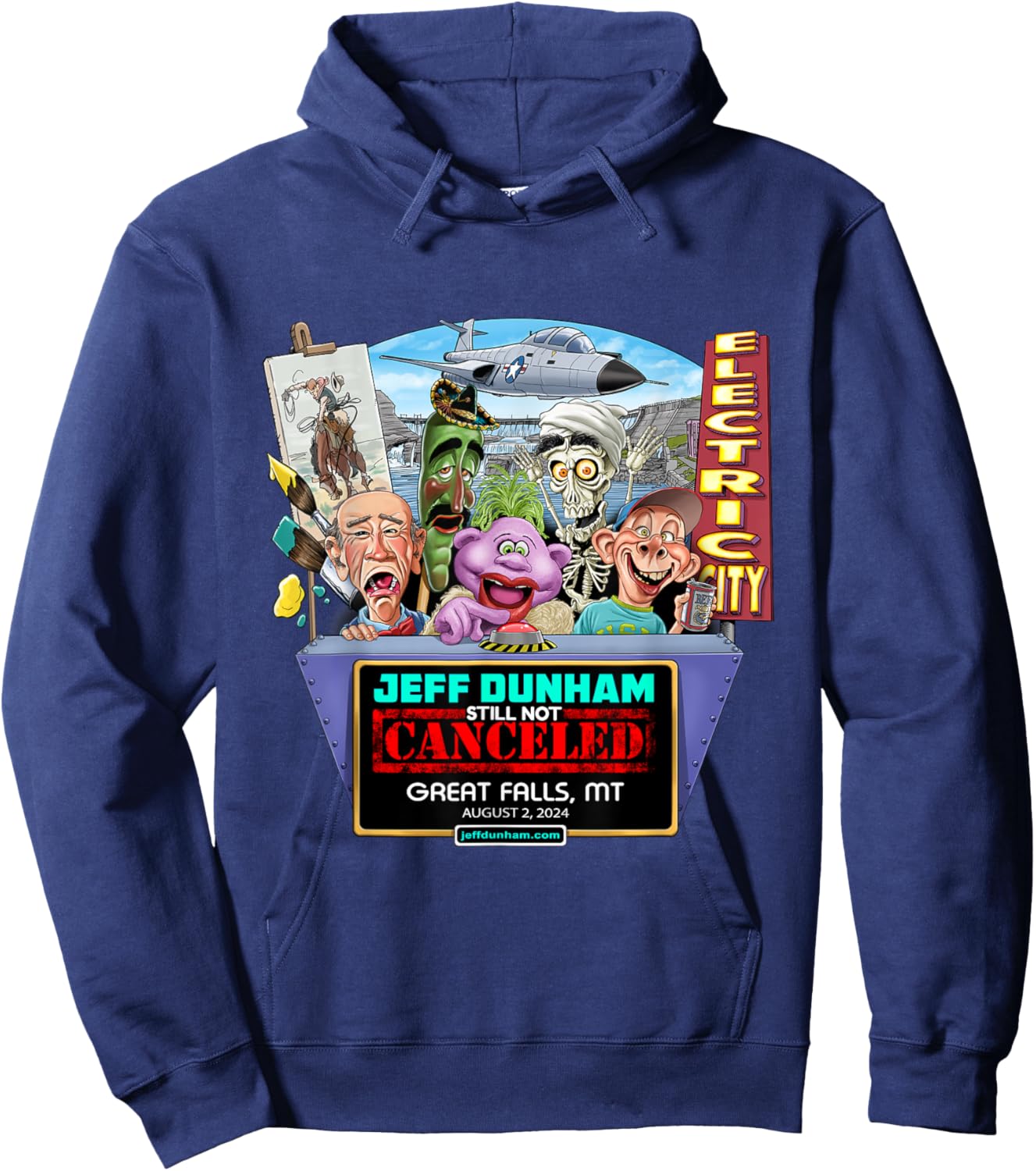 Jeff Dunham Great Falls, MT (2024) Hoodie - Hoodie | Navy