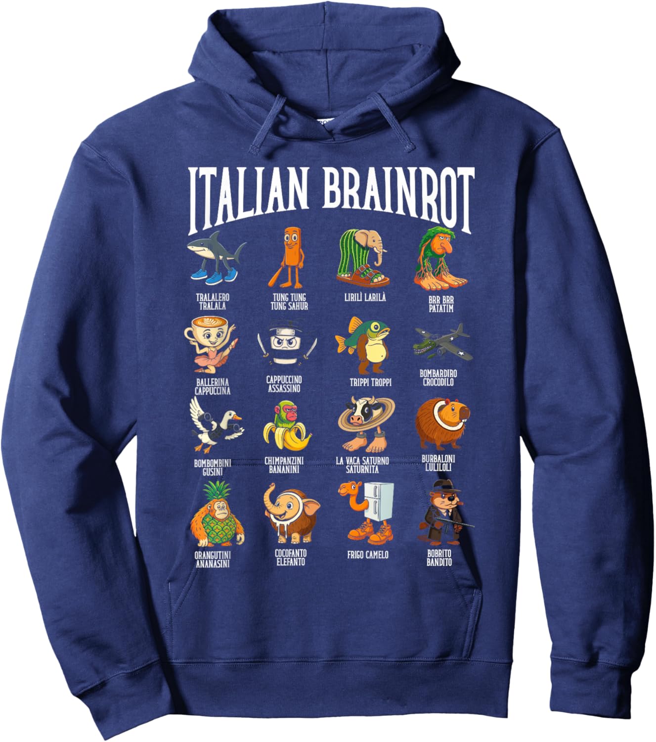 Italian Brainrot Ballerina Assassino Character Meme Mix Hoodie - Hoodie | Navy