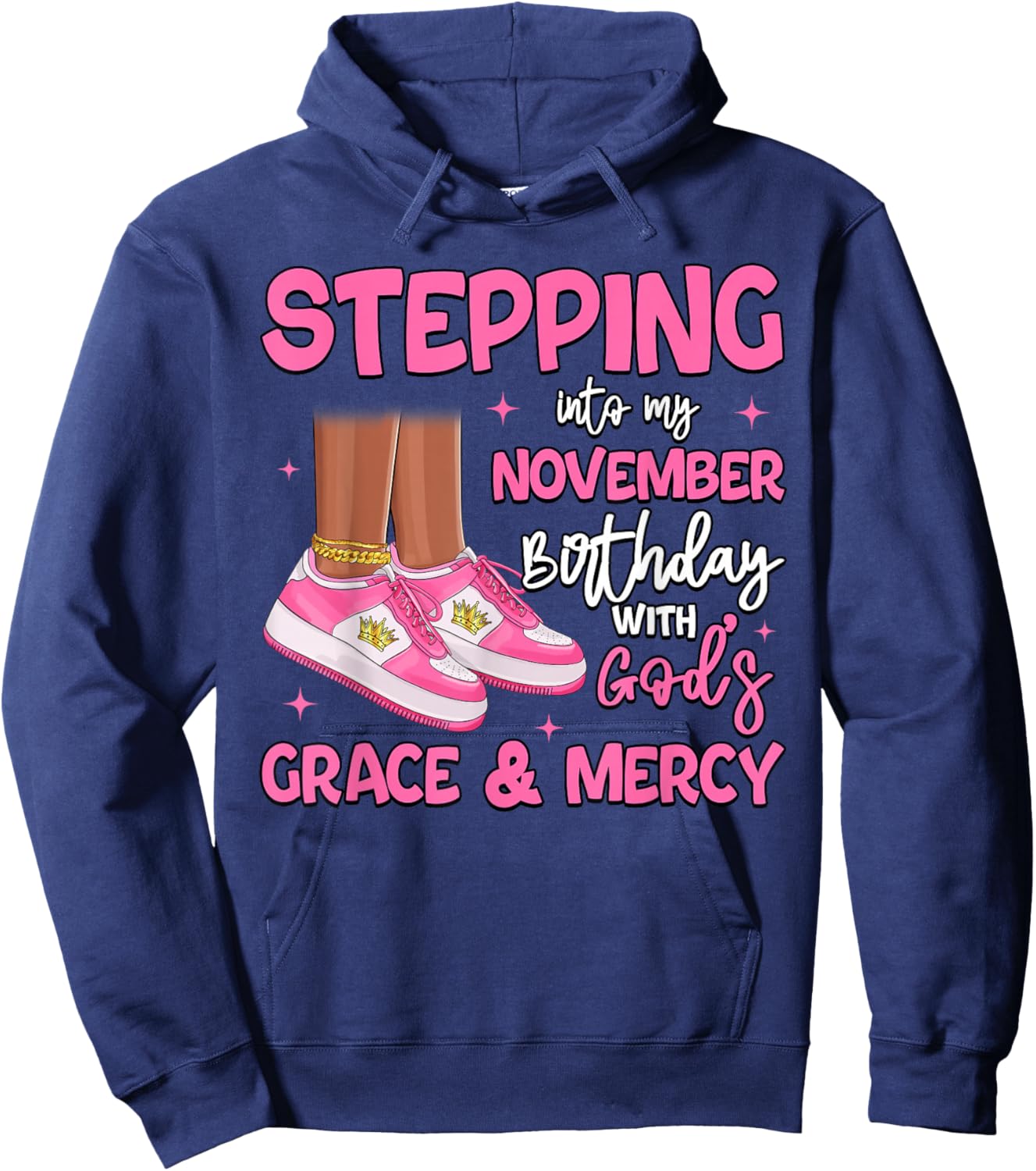 Stepping Into My November Birthday Black Girl Bday Queen Hoodie - Hoodie | Navy