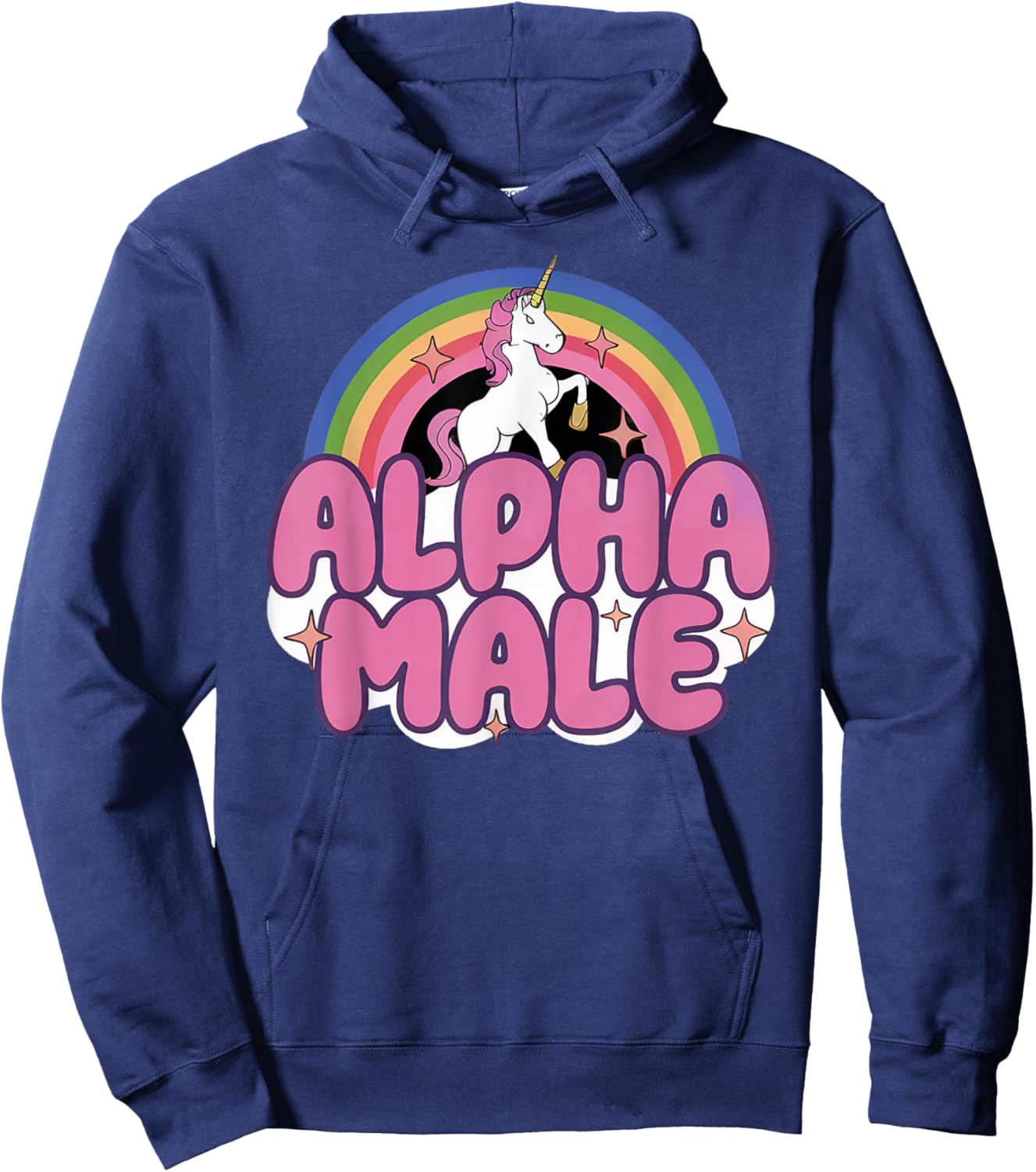 Alpha Male Rainbow Unicorn Funny Oddly Specific Dank Meme Hoodie - Hoodie | Navy