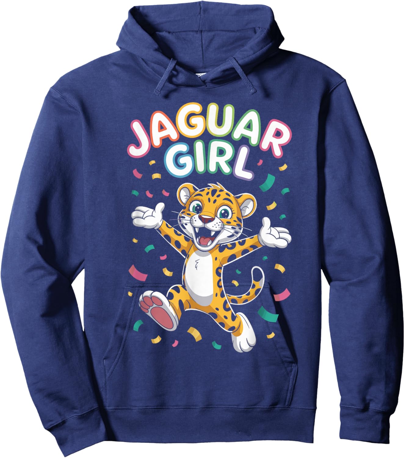 Jaguar Girl Cartoon Wild Cat Retro Artwork Jungle Hoodie - Hoodie | Navy