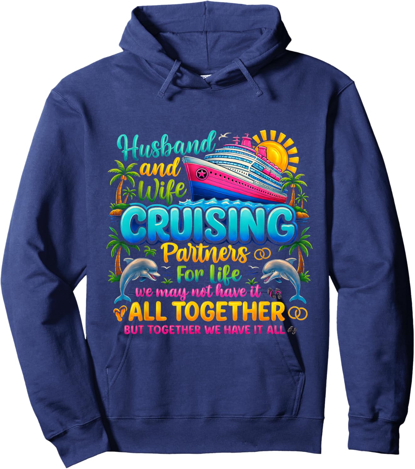Cruising Partners Husband and Wife Vacation Couple Trip Hoodie - Hoodie | Navy