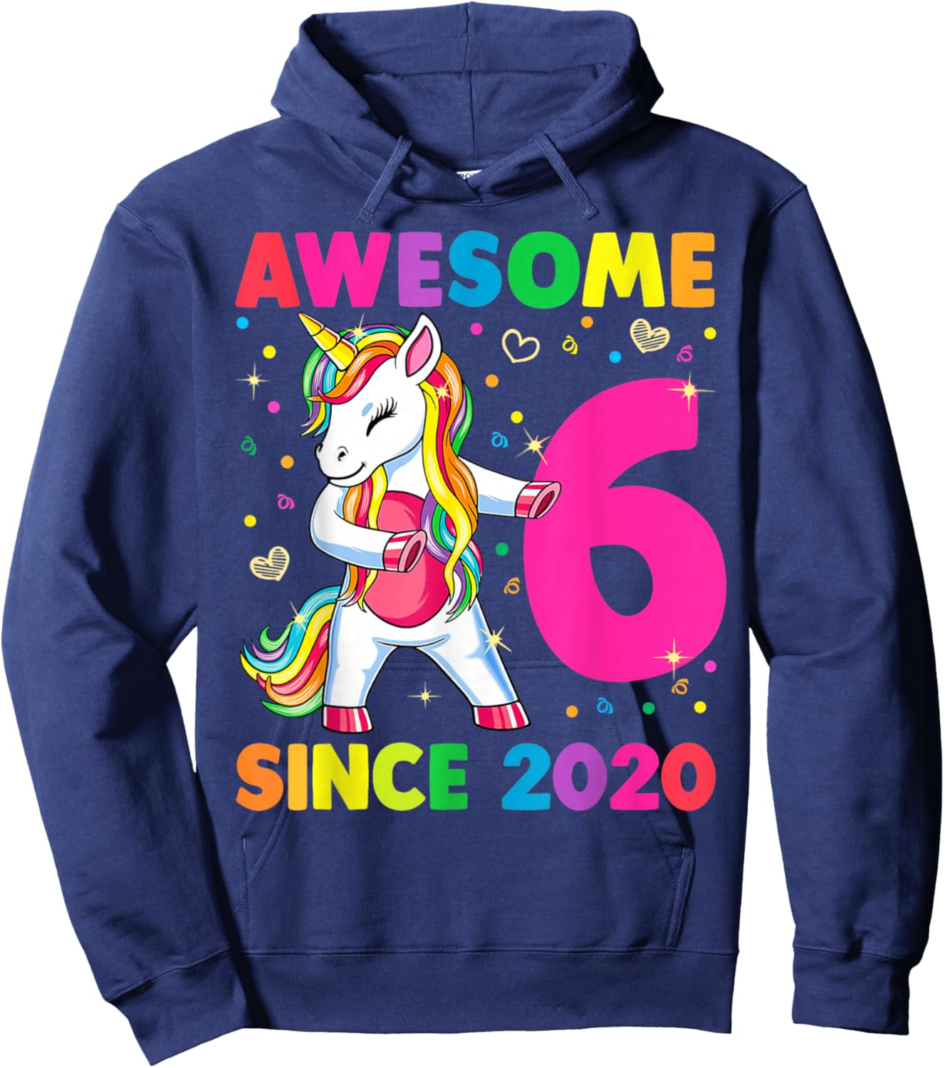 6 Year Old Unicorn Gifts for Girls 6th Birthday Girl Party Hoodie - Hoodie | Navy