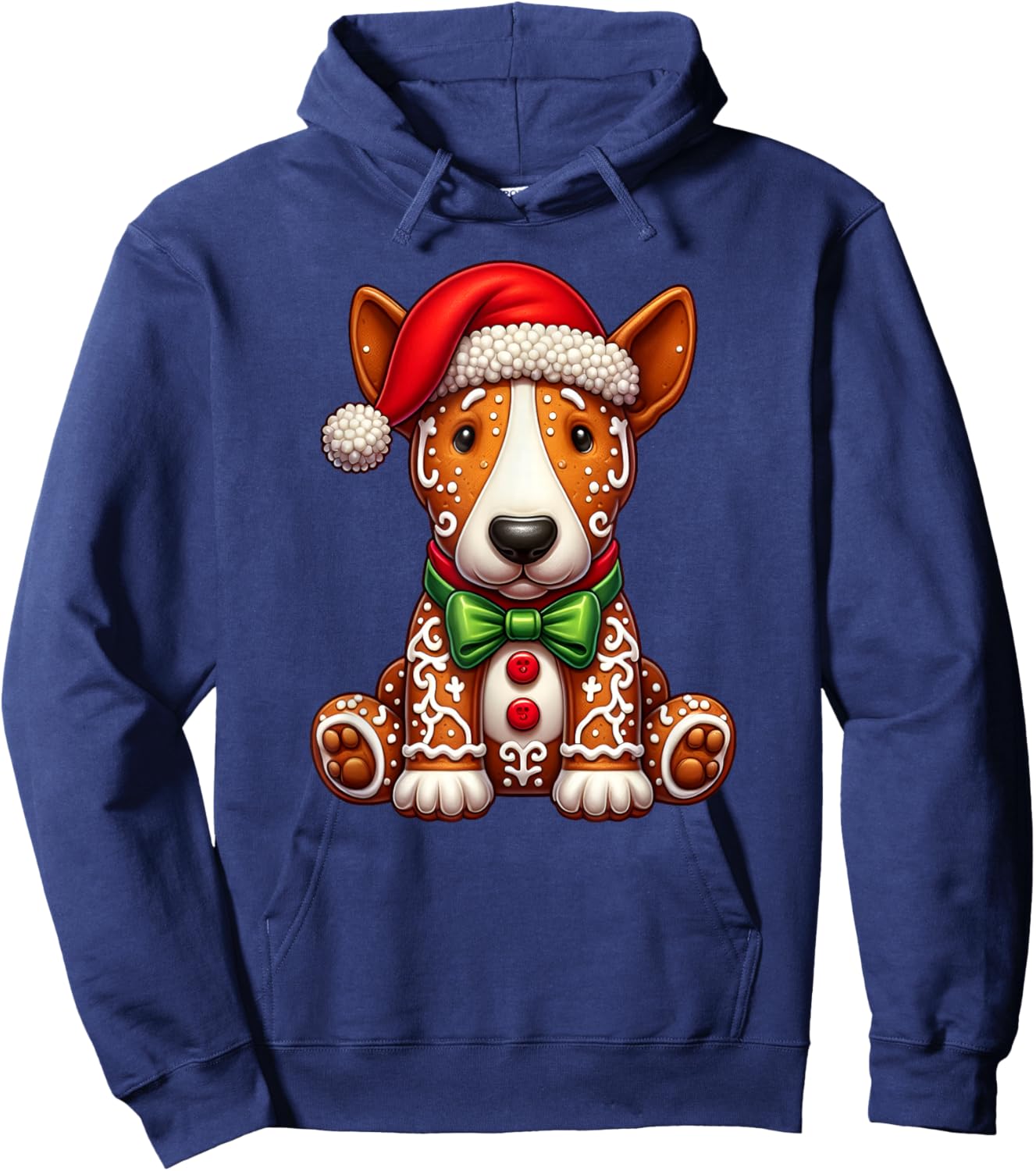 Gingerbread Man Bull Terrier Dog Christmas Kids Hoodie - Hoodie | Navy