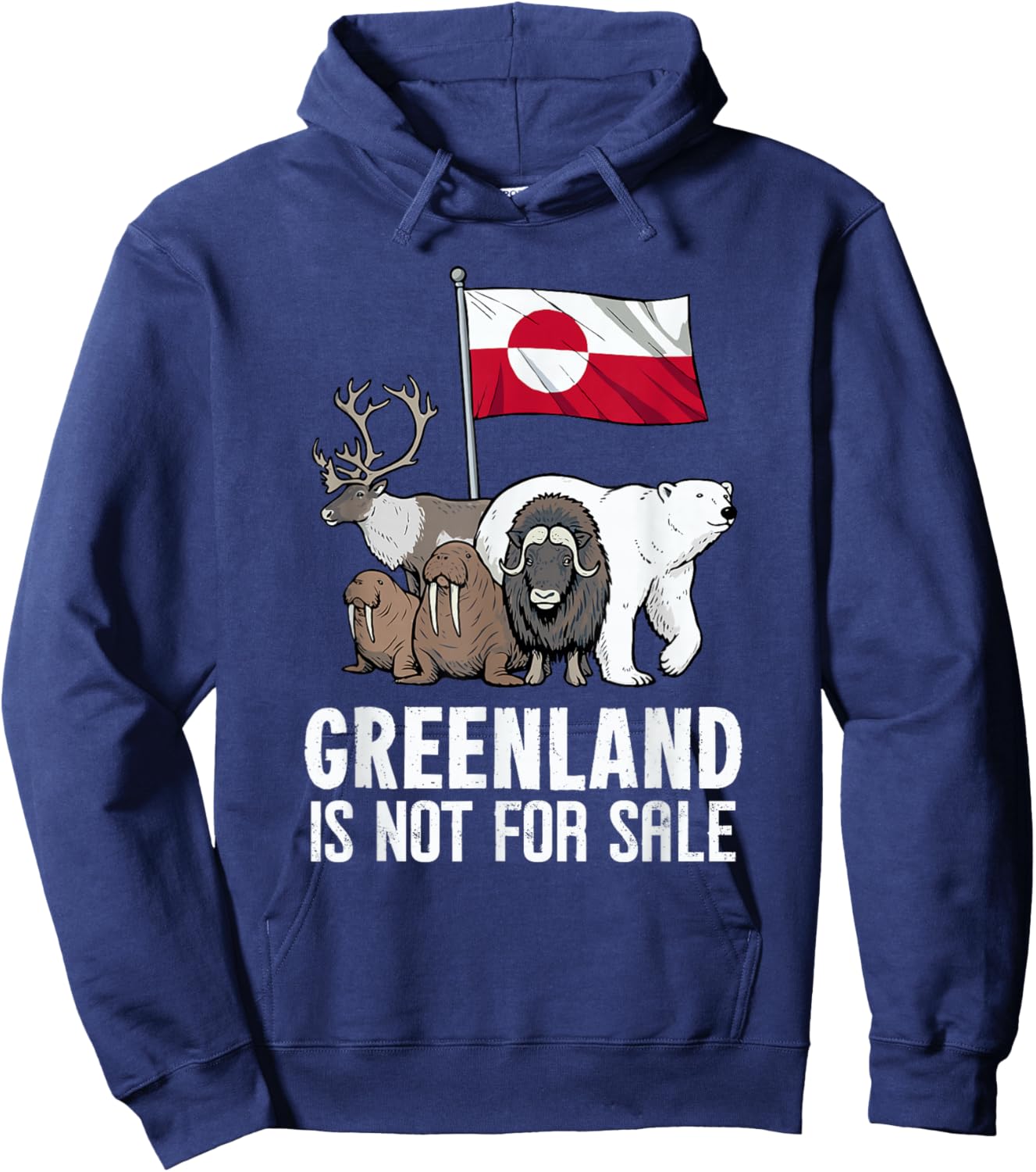 Greenland Flag Animals Greenland Hoodie - Hoodie | Navy