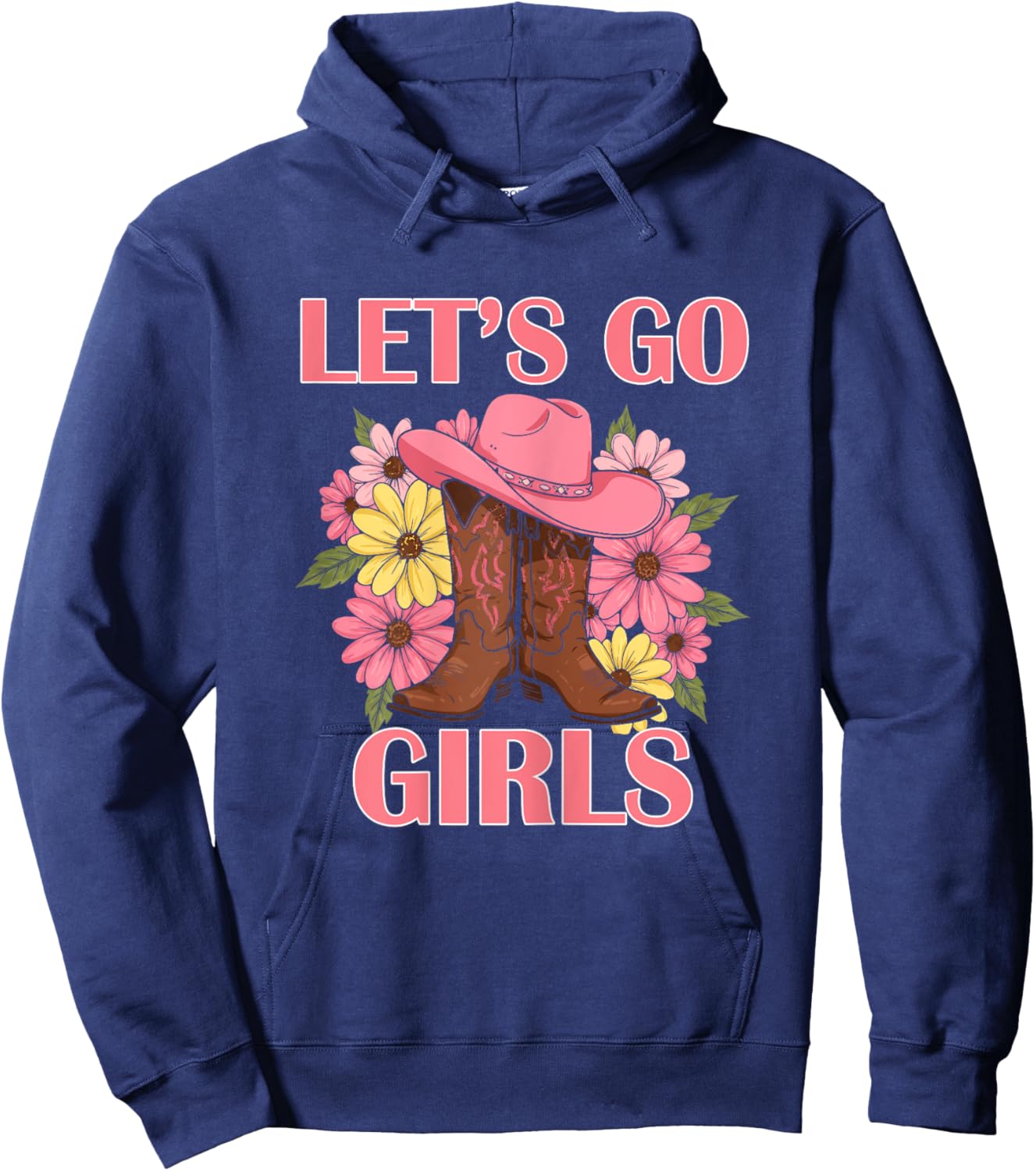 Let's Go Girls Retro Rodeo Western Love Country Cowgirl Hoodie - Hoodie | Navy