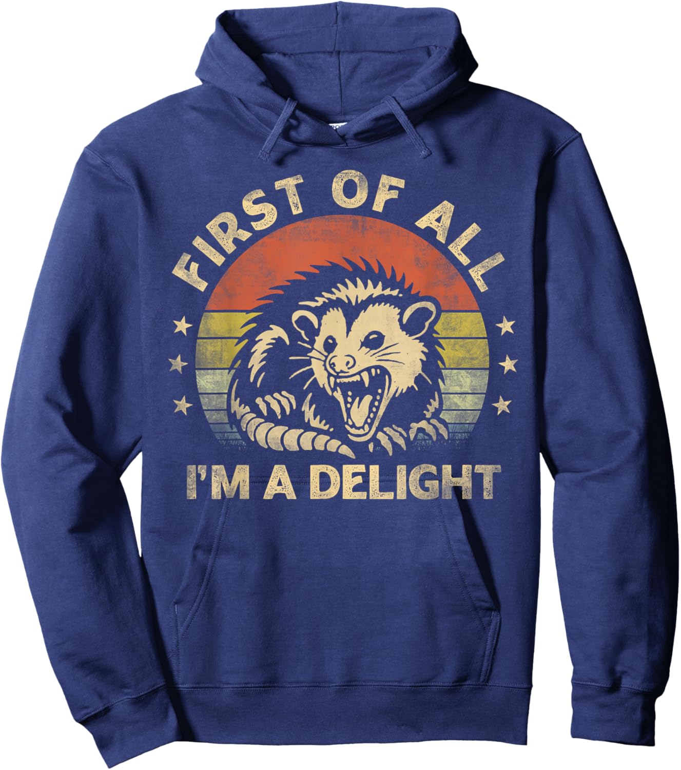 First Of All I'm A Delight Sarcastic Angry Opossum Lover Hoodie - Hoodie | Navy