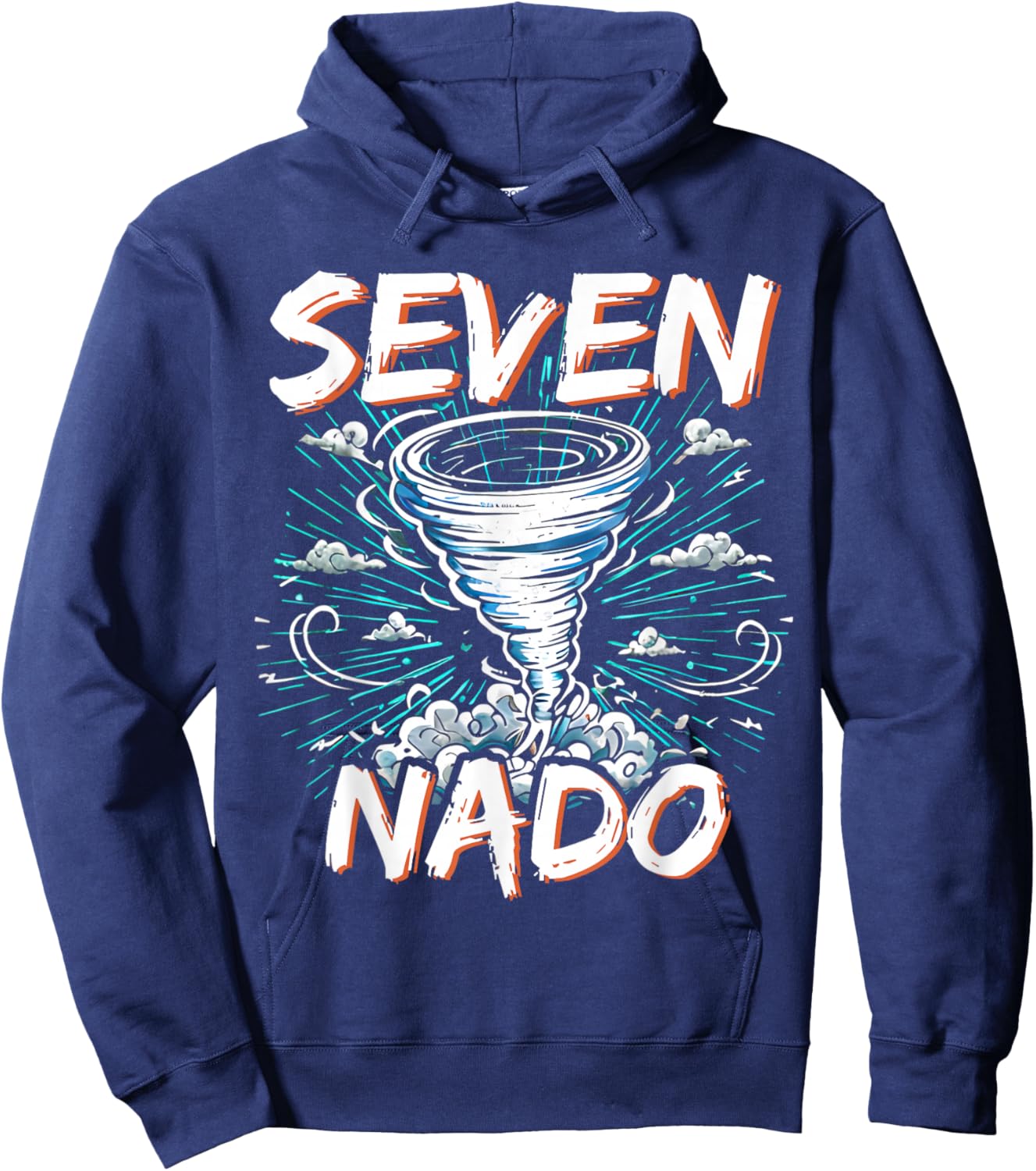 Tornado 7 Year Old Seven Nado 7th Birthday Party Boy Girl Hoodie - Hoodie | Navy
