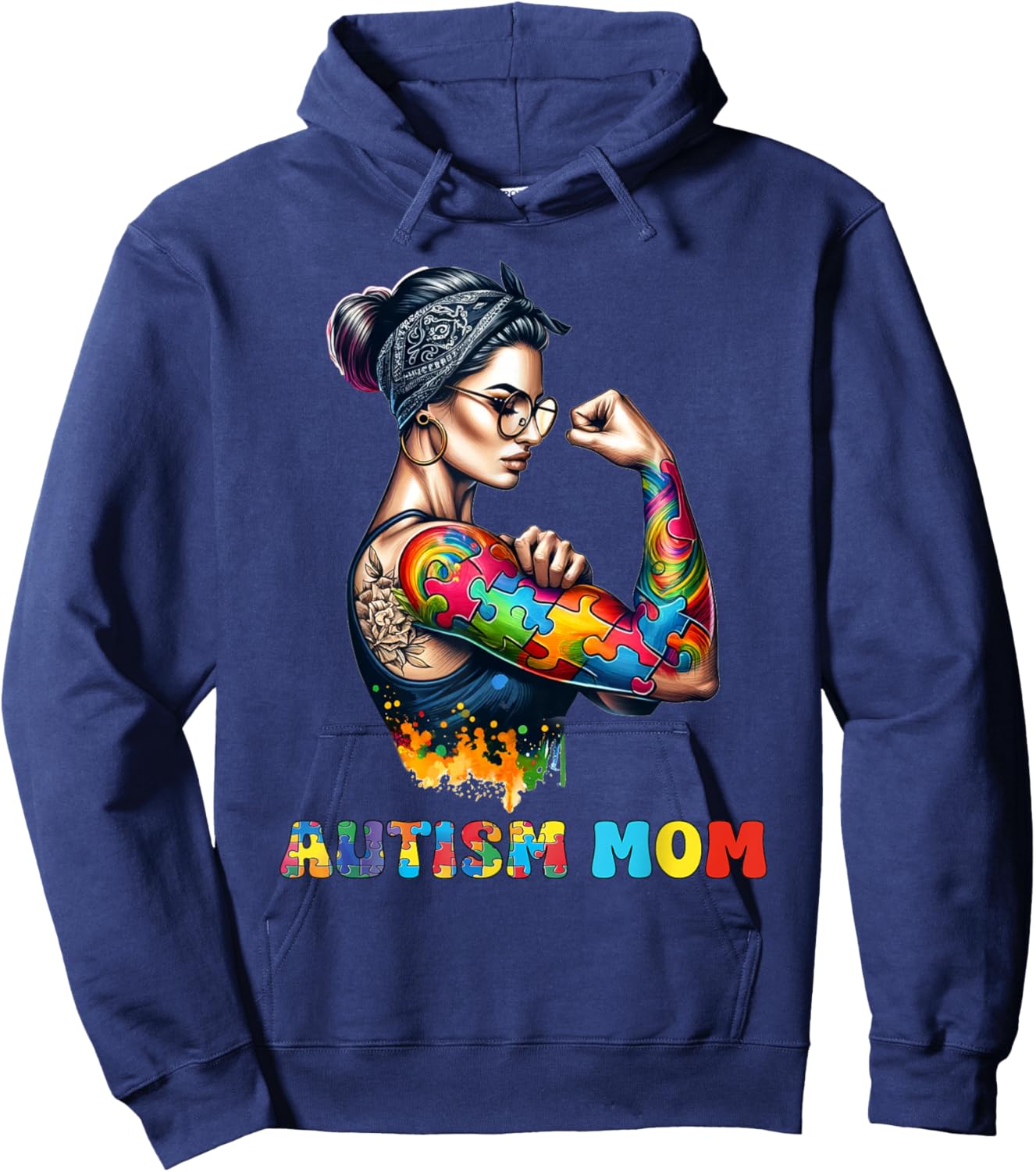 Autism Mom Autism Awareness Strong and Proud Autistic Kids Hoodie - Hoodie | Navy