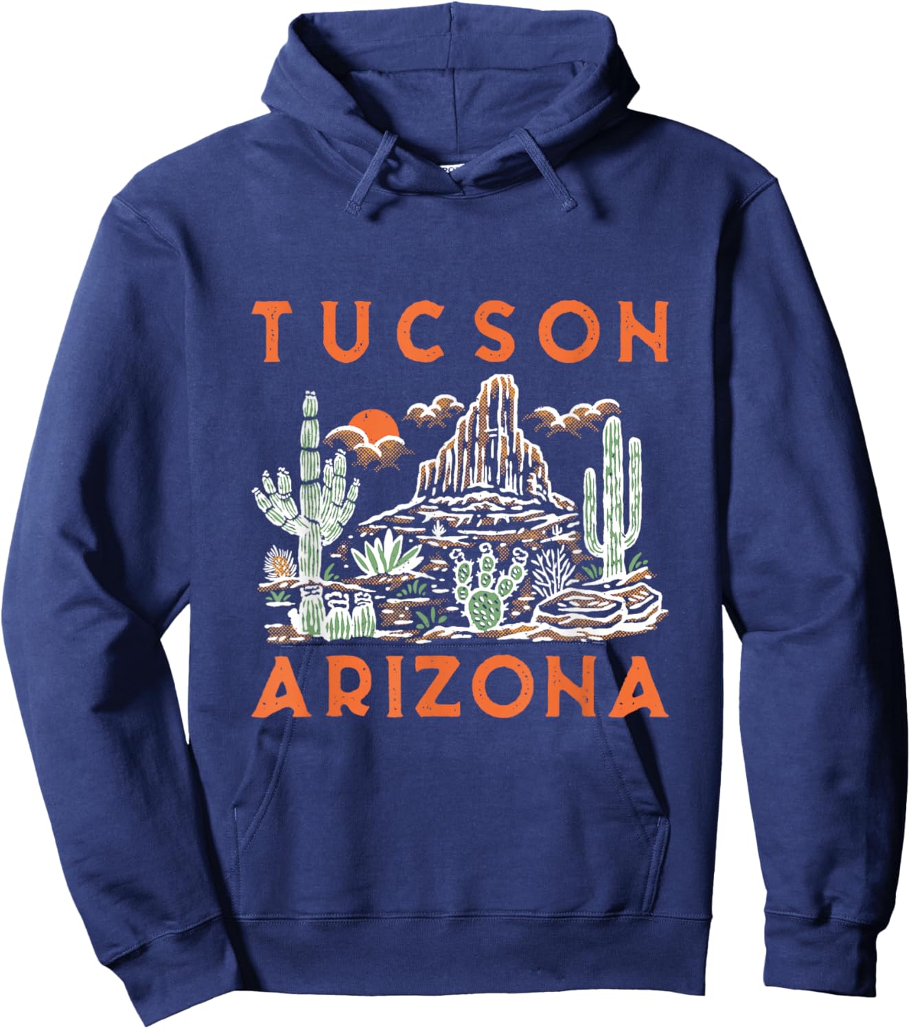 Tucson Arizona Southwestern Cactus Desert Landscape Vintage Hoodie - Hoodie | Navy