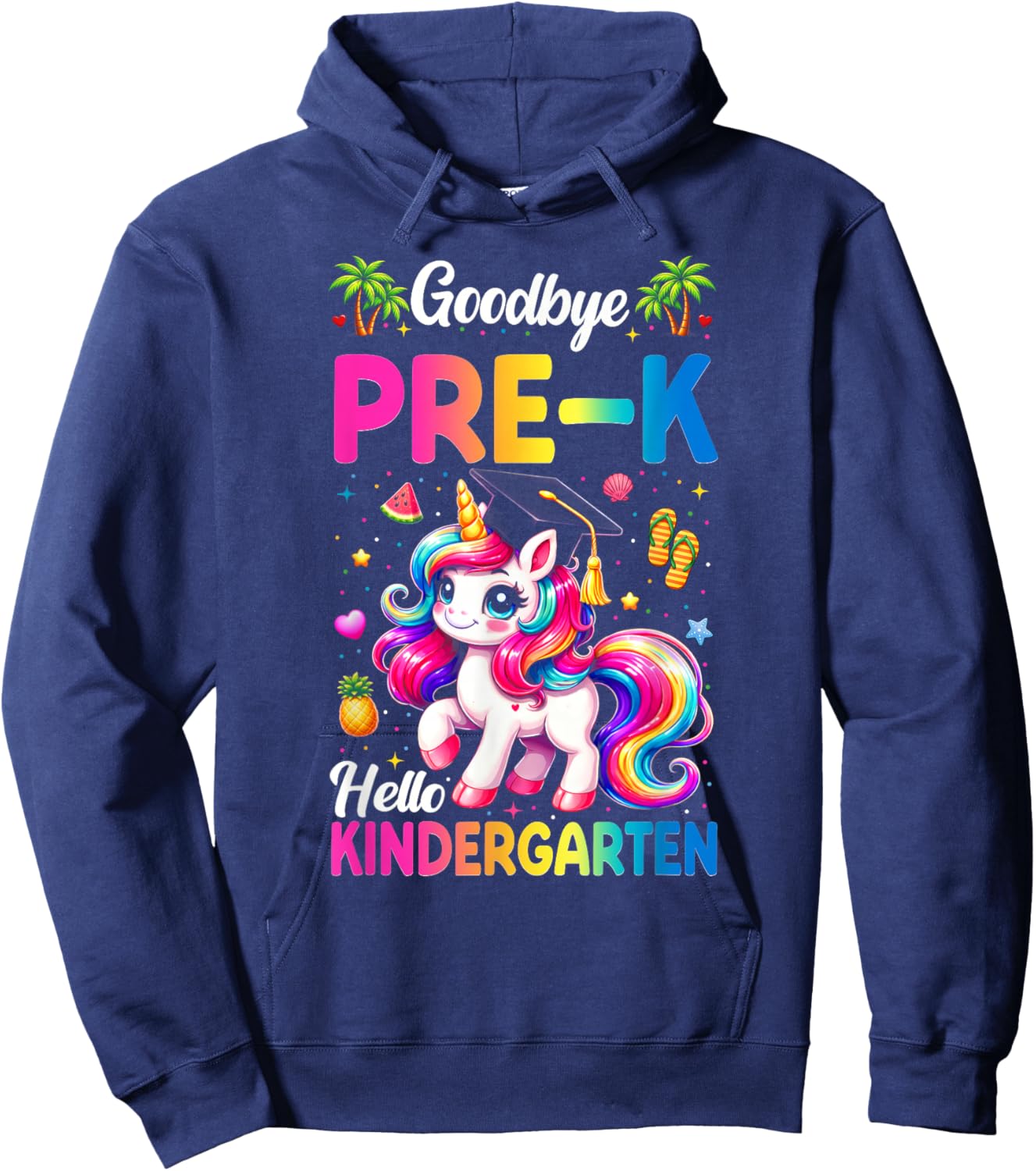 Goodbye Pre-K Graduation Hello Kindergarten Girls Kids Hoodie - Hoodie | Navy
