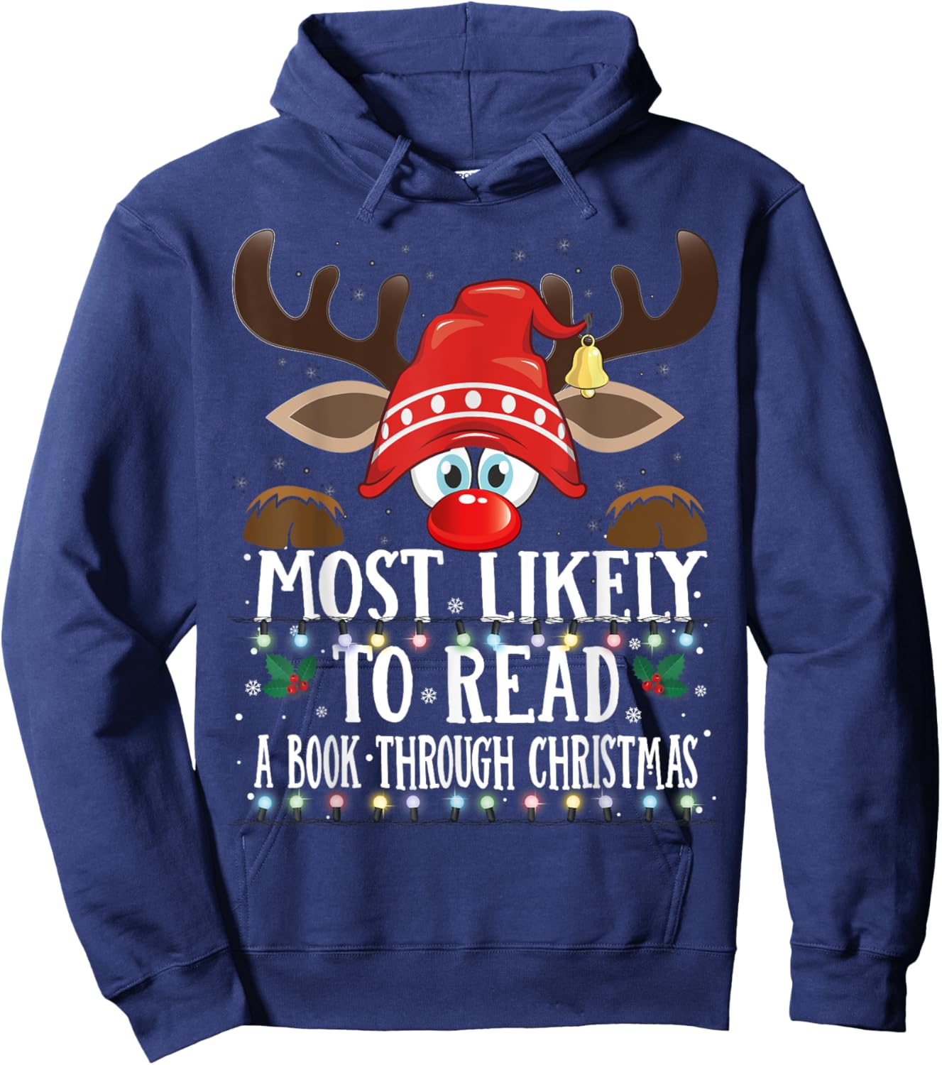 Christmas Matching Most Likely To Read A Book PJS Hoodie - Hoodie | Navy