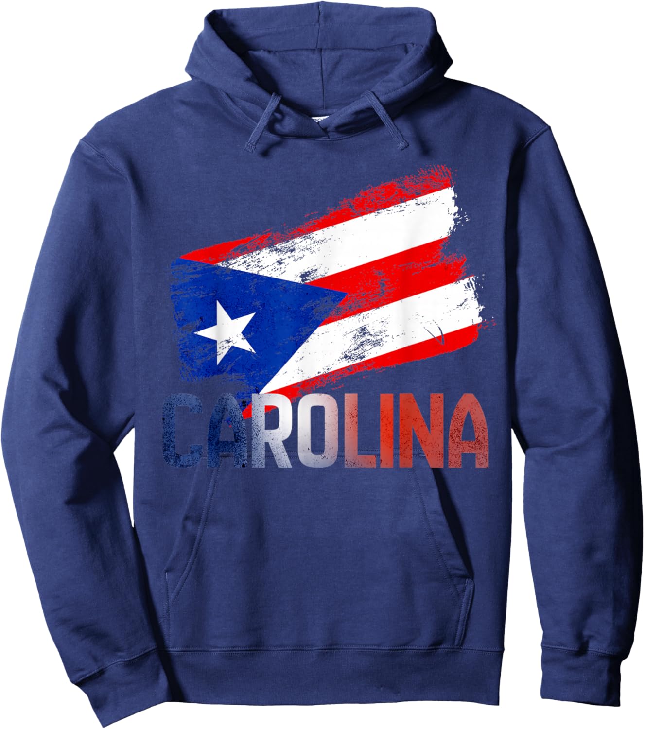 Carolina City Puerto Rico Flag Vintage Roots Boricua Hoodie - Hoodie | Navy