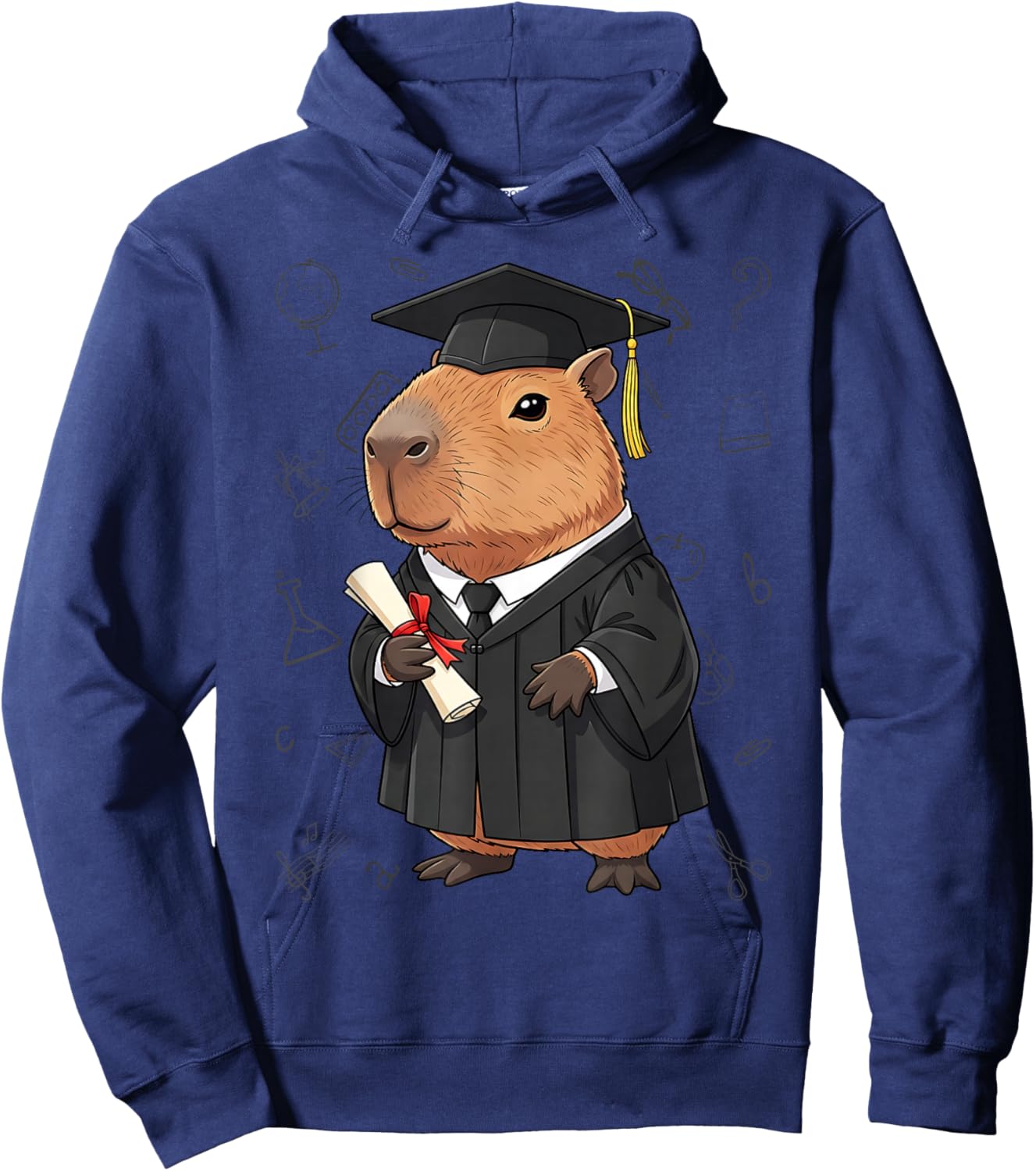 Funny Capybara Graduation Class of 2024 Graduate Hat Hoodie - Hoodie | Navy