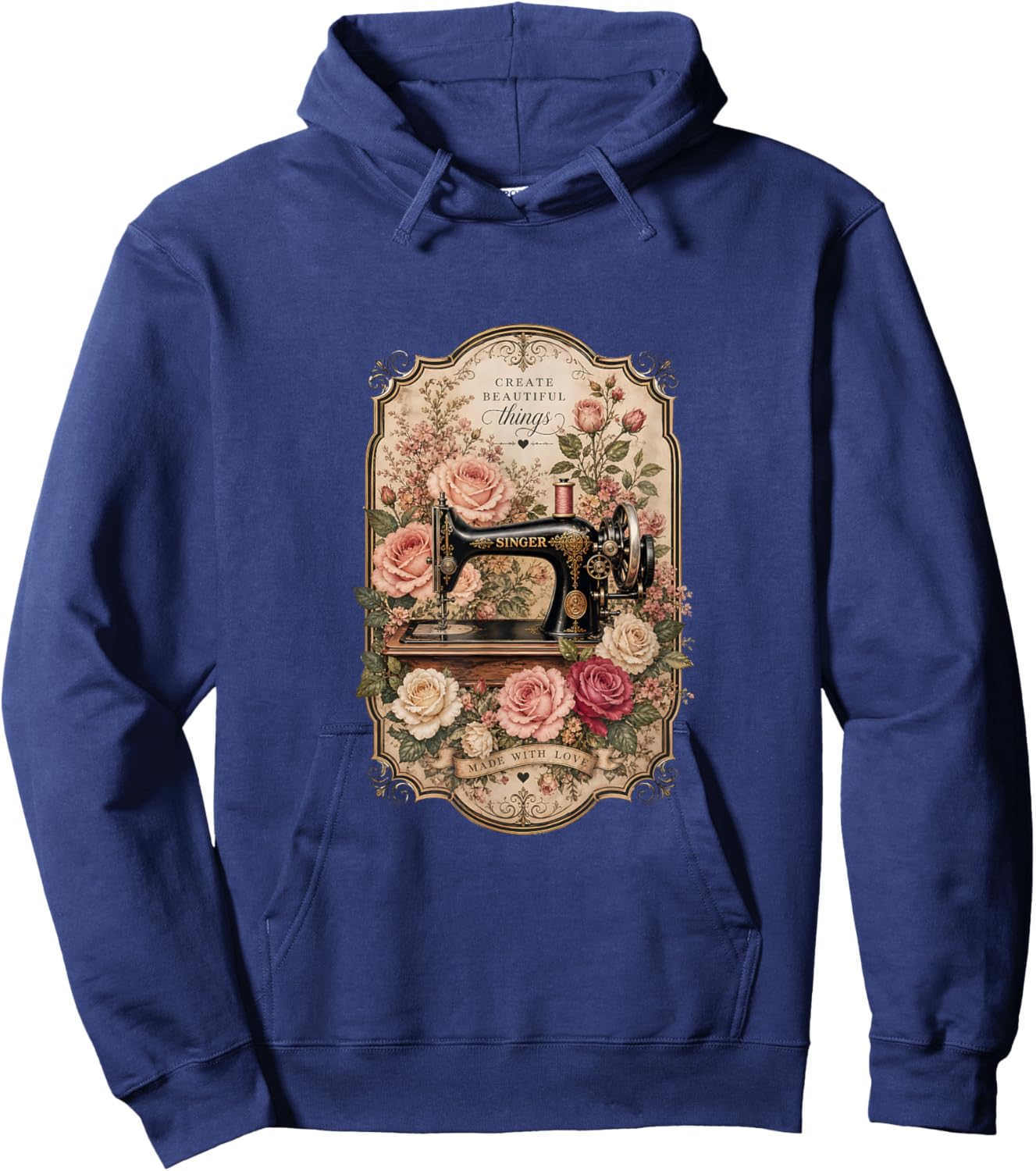 Vintage Sewing Machine - Made with Love Hoodie - Hoodie | Navy