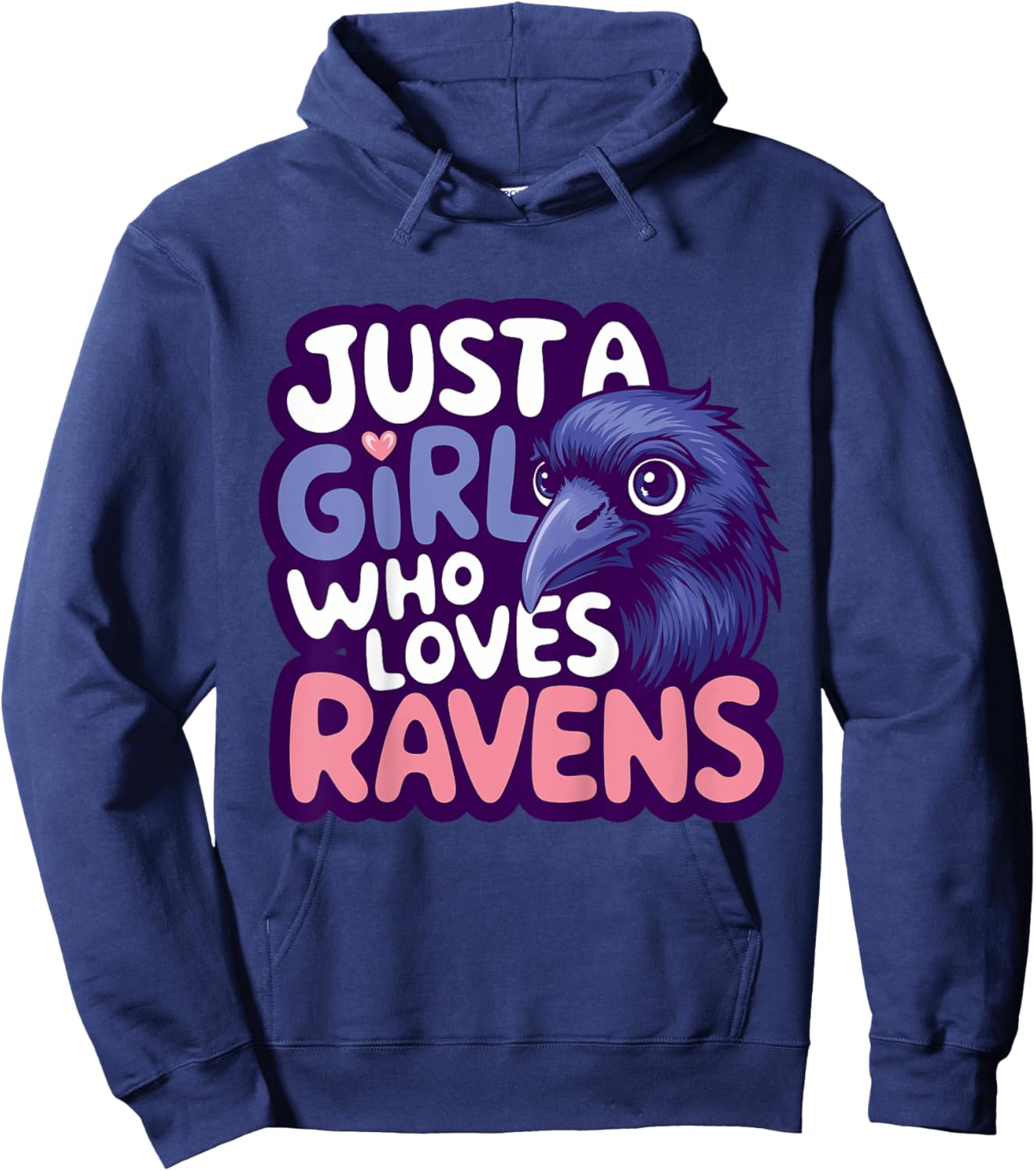 Kids Girl Loves Ravens Kids Hoodie - Hoodie | Navy