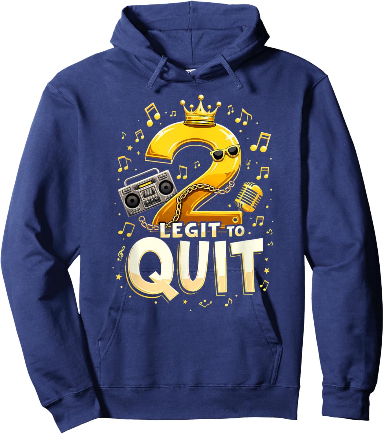 2 Legit to Quit Hip Hop Boombox 2nd Birthday Boy Hoodie - Hoodie | Navy