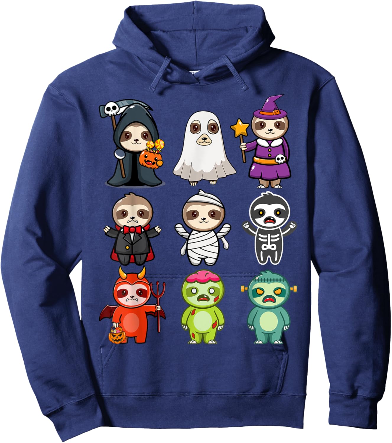 Sloth Spooky Ghost Boo-Jee Horror Pumpkin Sloth Halloween Hoodie - Hoodie | Navy