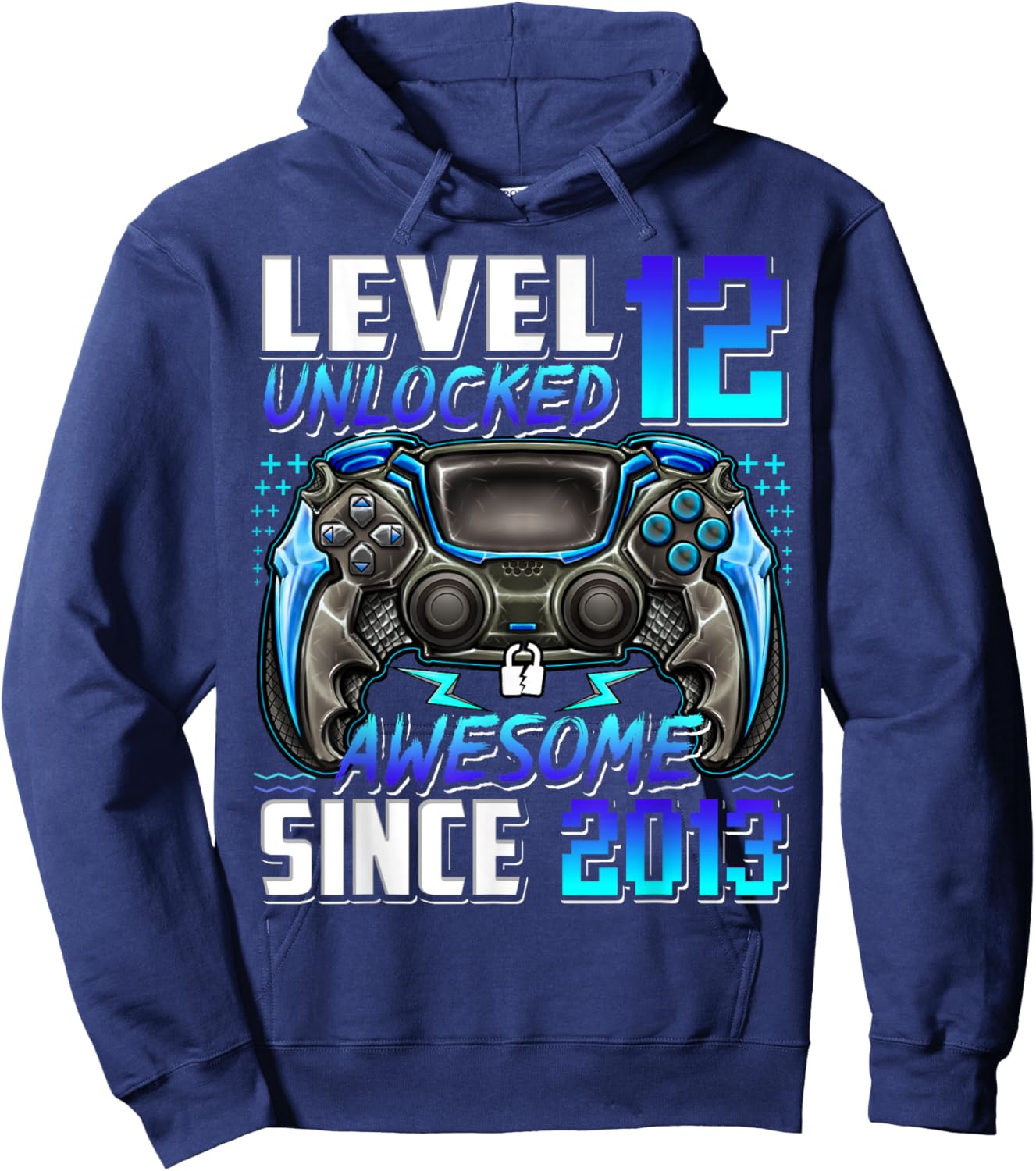 Level 12 Unlocked Awesome Since 2013 12th Birthday Gaming Hoodie - Hoodie | Navy