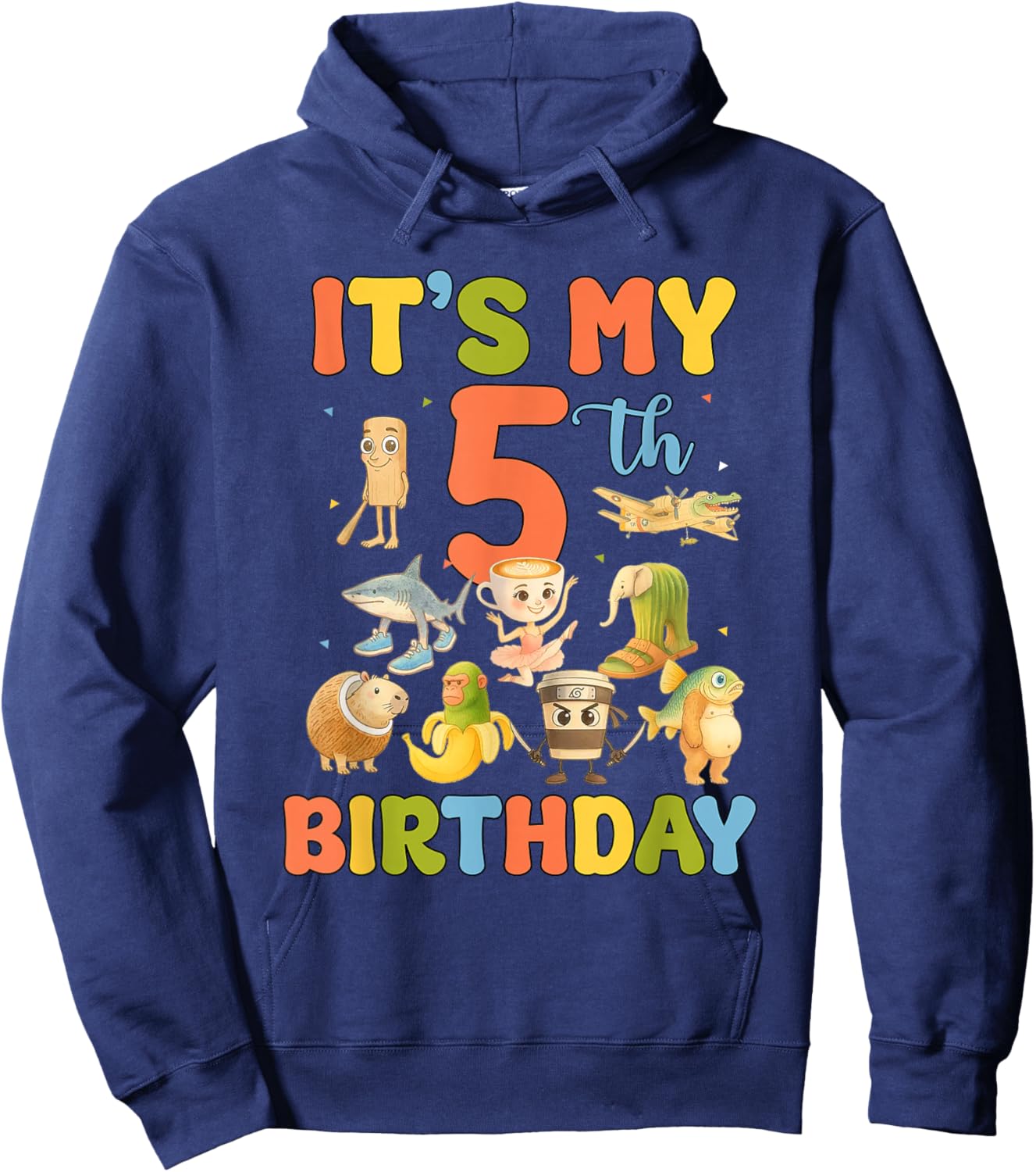 It's My 5th Birthday Boy Italian Brainrot Meme 5 Year Old Hoodie - Hoodie | Navy