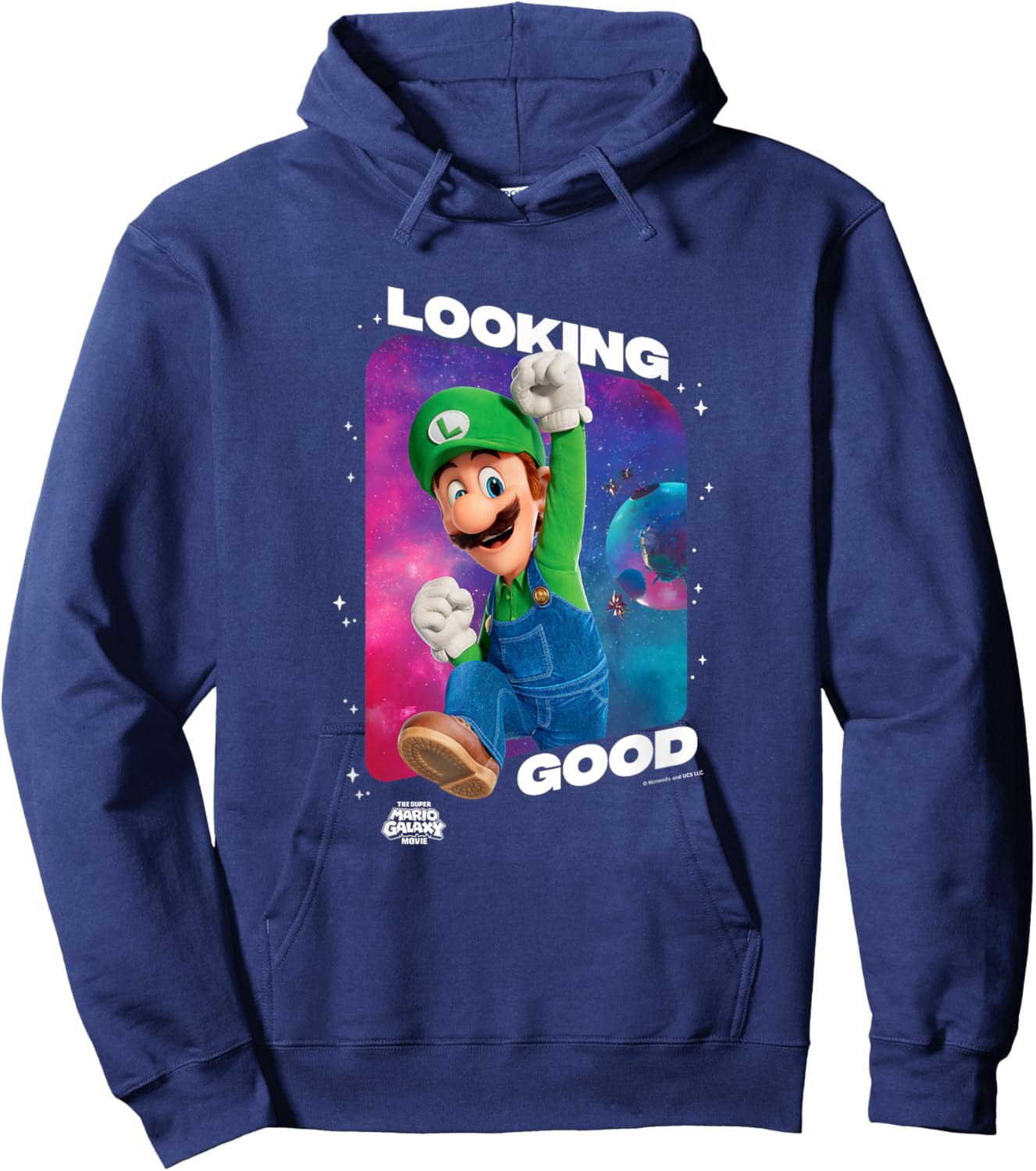 The Super Mario Galaxy Movie Looking Good Luigi Hoodie - Hoodie | Navy