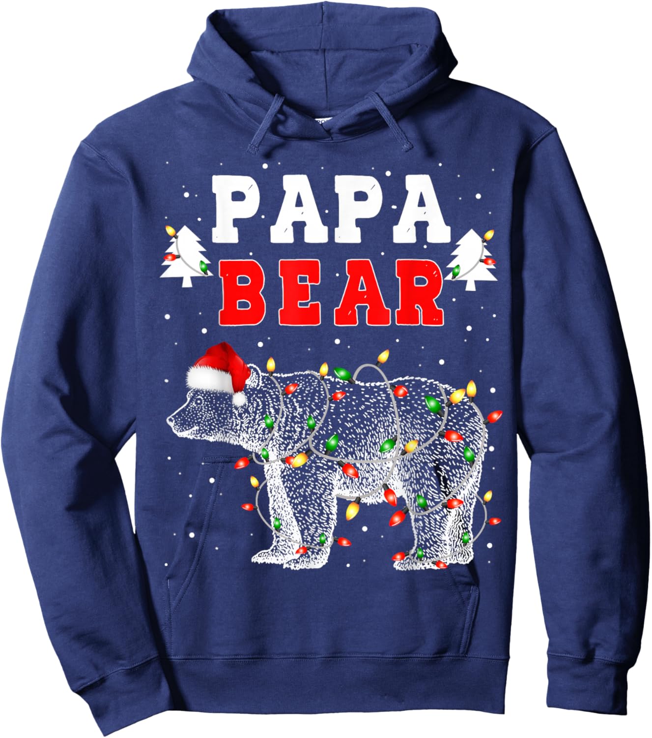 Papa Bear Christmas Santa Family Matching Pajamas Women Men Hoodie - Hoodie | Navy