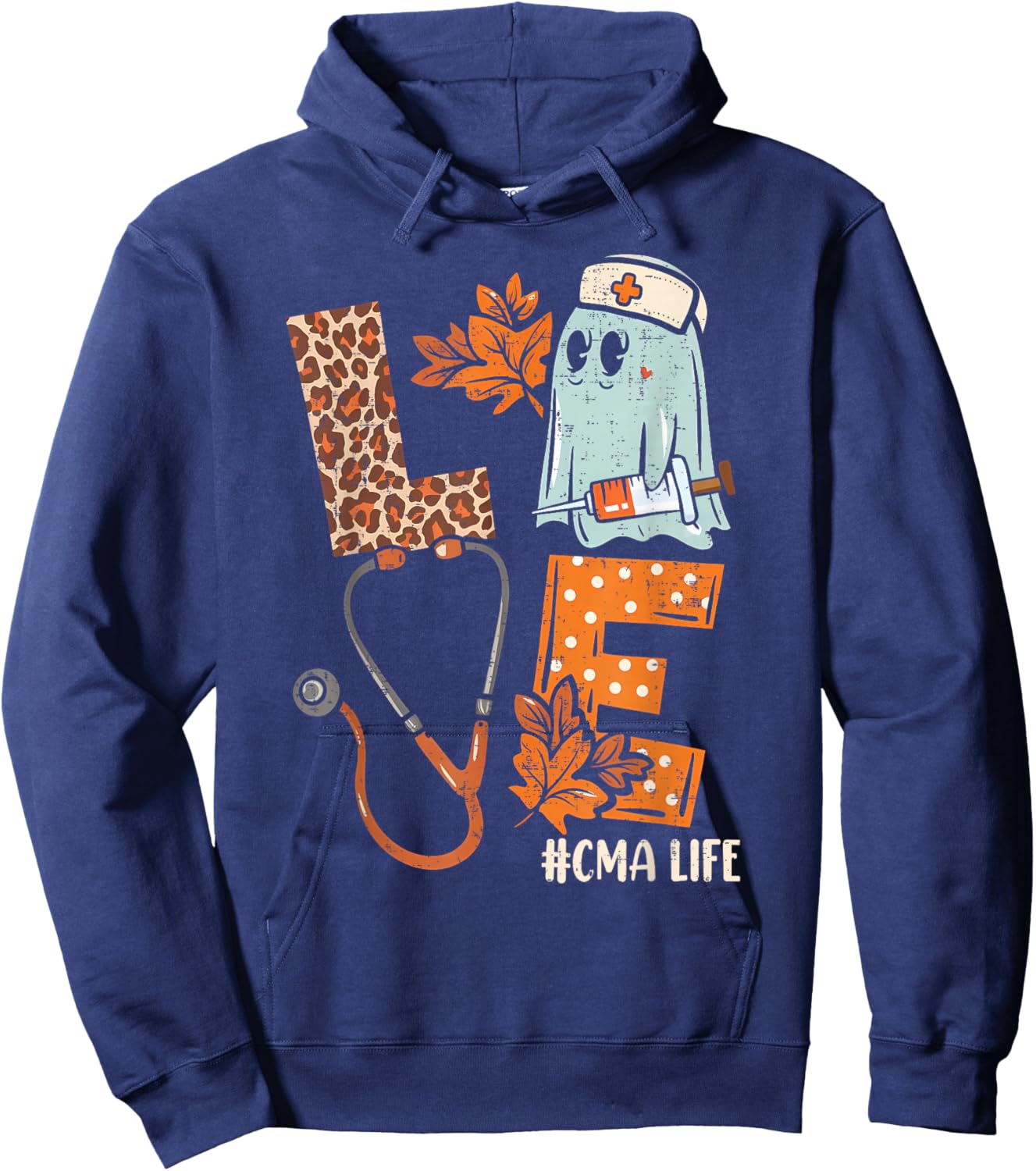Halloween medical assistant shirts LOVE CMA life Stethoscope Hoodie - Hoodie | Navy