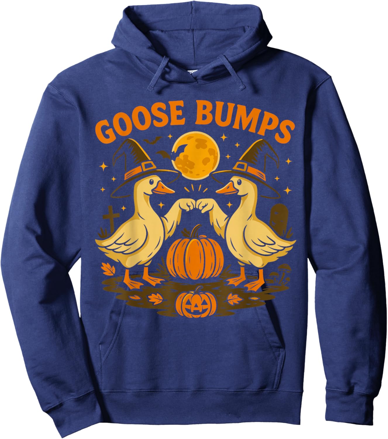 Cute Spooky Goose Shirt, Funny Halloween Goose Bumps Hoodie - Hoodie | Navy