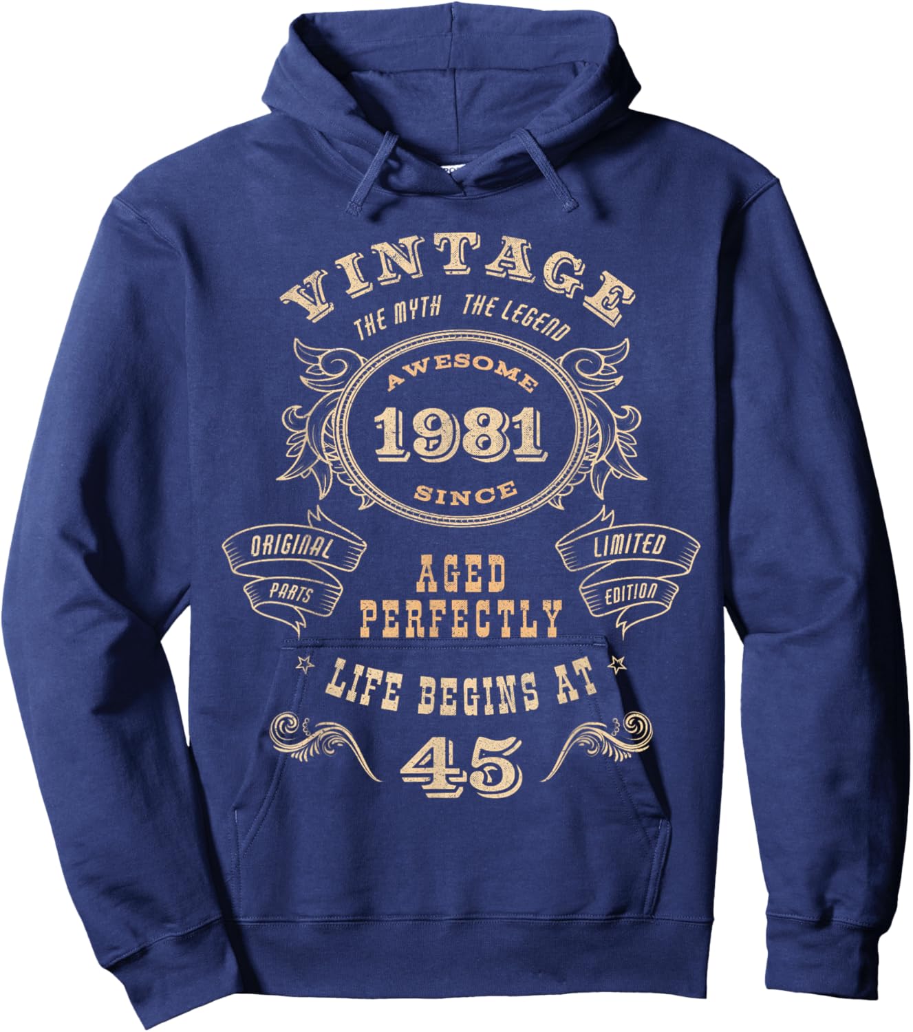 45-Year-Old 45th Birthday - Vintage 1981 Hoodie - Hoodie | Navy