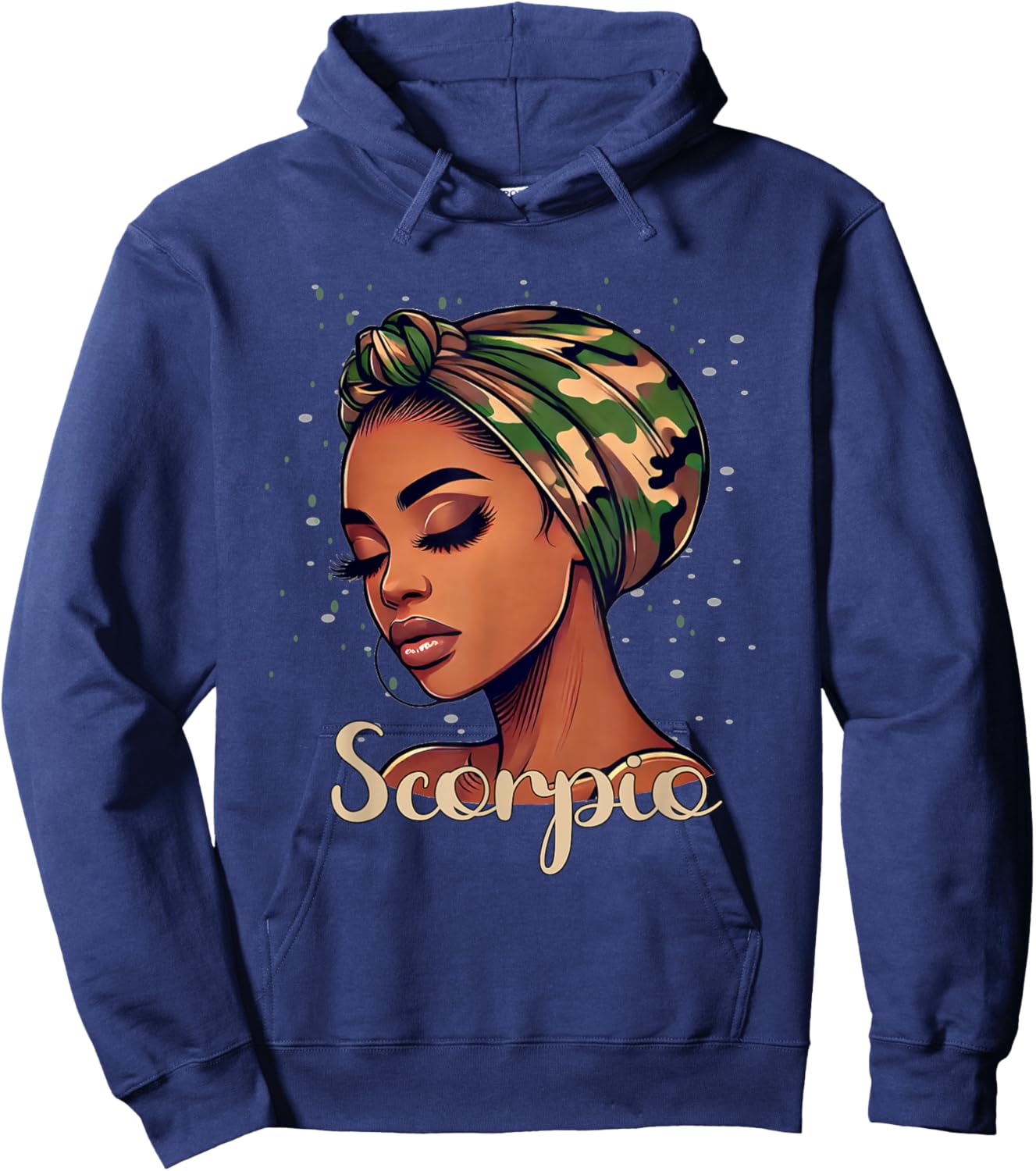 Scorpio Black Woman With Camo Scarf Birthday Hoodie - Hoodie | Navy