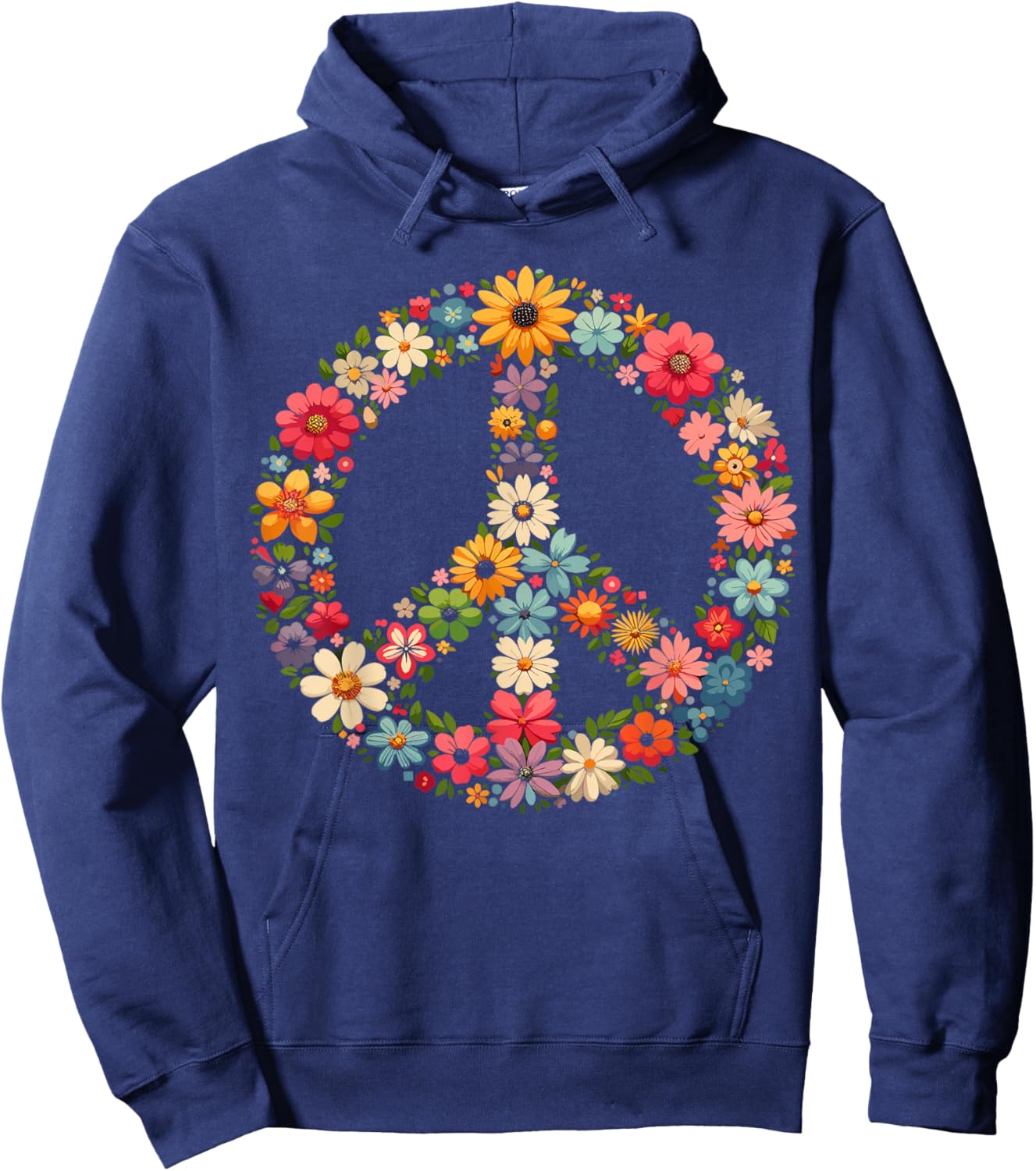 Peace Flower Lover Hippie Hoodie - Hoodie | Navy
