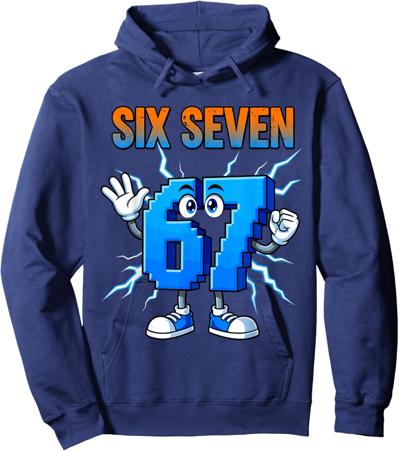 67 Gen Alpha Six Seven Italy 6 7 Brain Red Gaming Meme Hoodie - Hoodie | Navy
