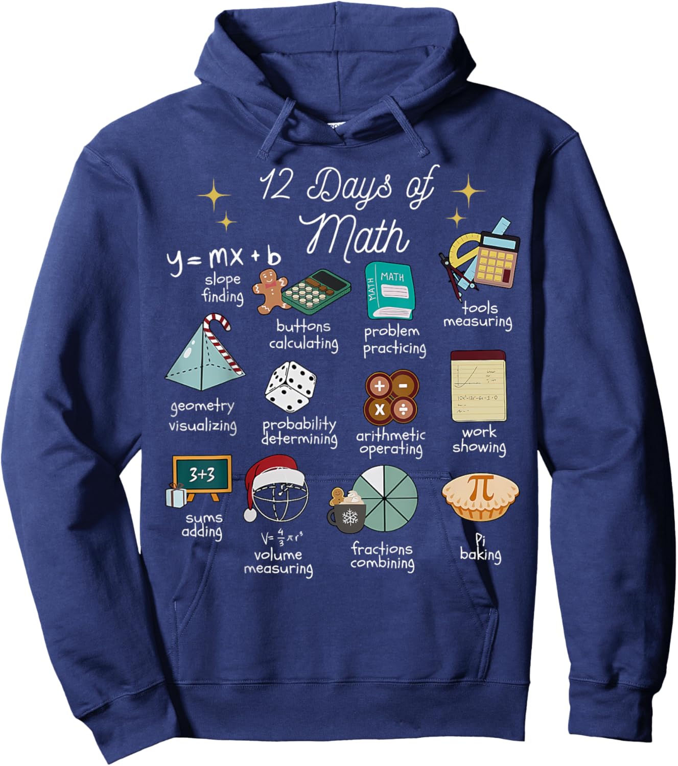 Christmas 12 Days of Math Math Teacher Xmas STEM STEMS Hoodie - Hoodie | Navy
