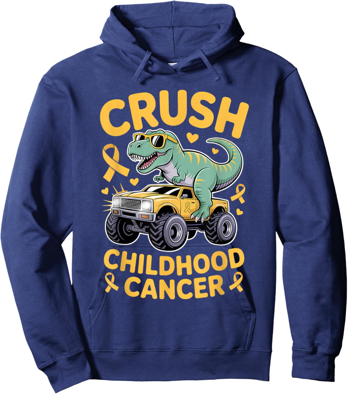Crush Childhood Cancer Awareness Gold Ribbon Kids Toddlers Hoodie - Hoodie | Navy
