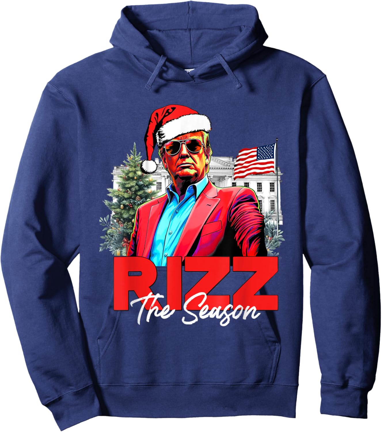 Funny Christmas Rizzmas Santa Xmas Rizz The Season Trump Hoodie - Hoodie | Navy