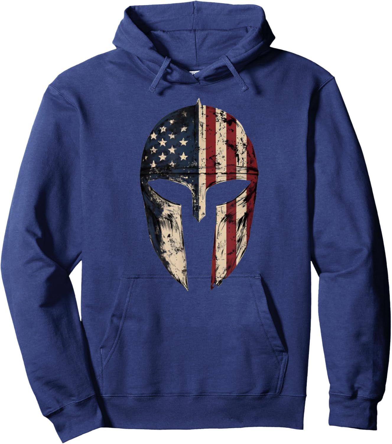 Patriotic American Spartan Warrior Men Women USA Flag Helmet Hoodie - Hoodie | Navy