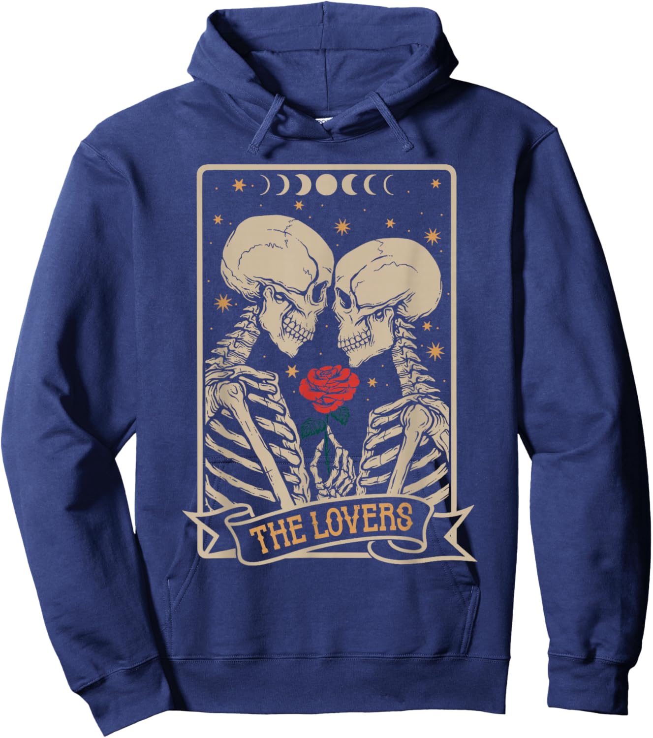 Gothic The Lovers Tarot Card Skeleton Romantic Couple Design Hoodie - Hoodie | Navy