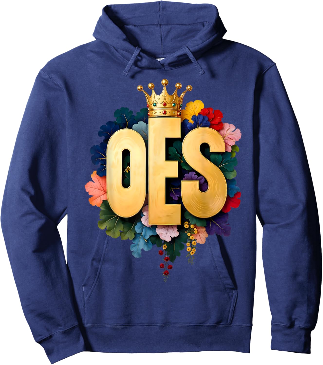 OES Queen Crow Flower Colorful Order of the Eastern Star Hoodie - Hoodie | Navy