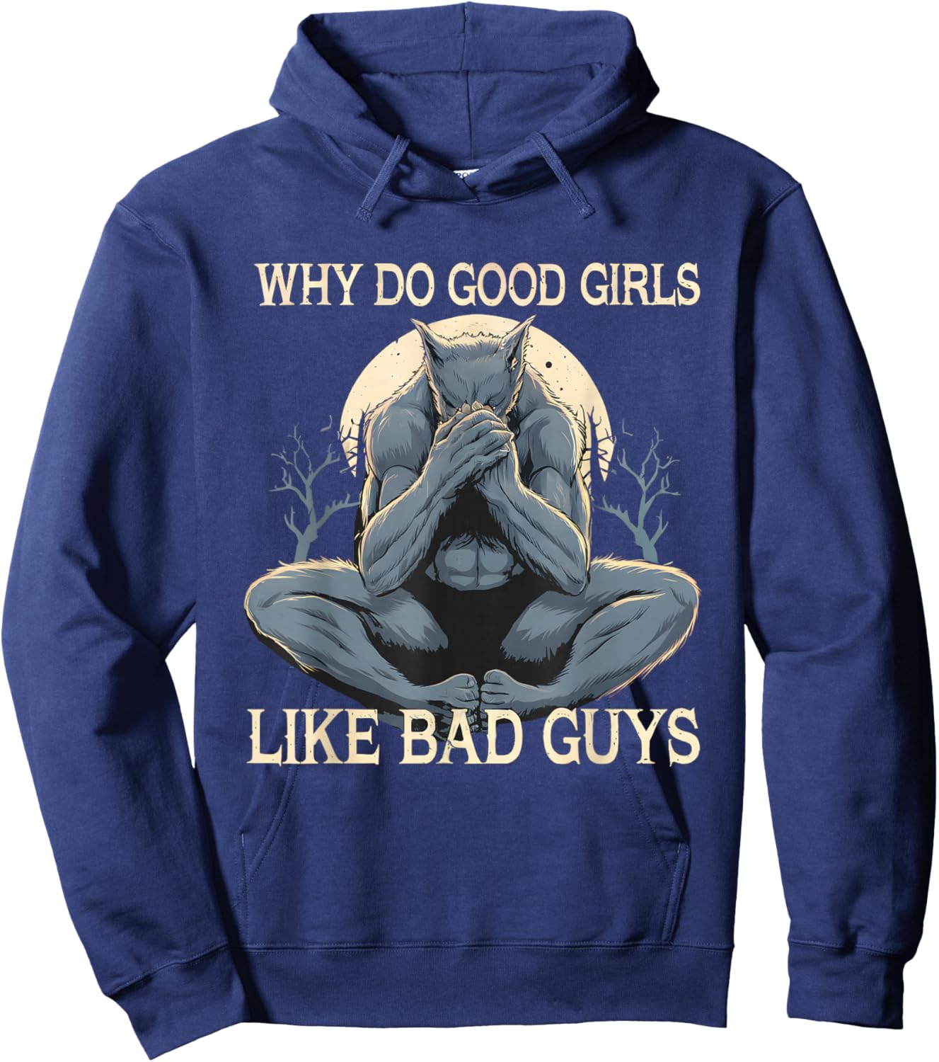 Why Do Good Girls Like Bad Guys Cringe Werewolf Wolf Meme Hoodie - Hoodie | Navy