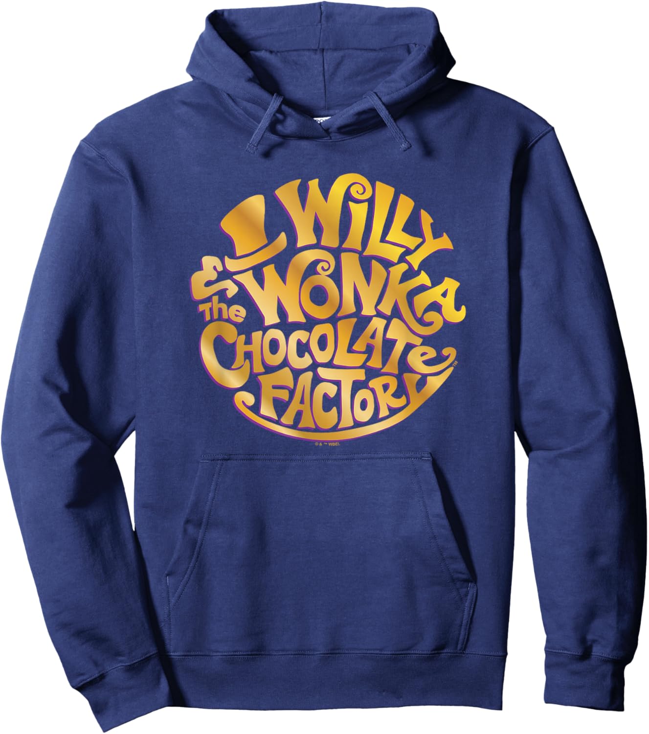 Willy Wonka and The Chocolate Factory Gold Circle Logo Hoodie - Hoodie | Navy