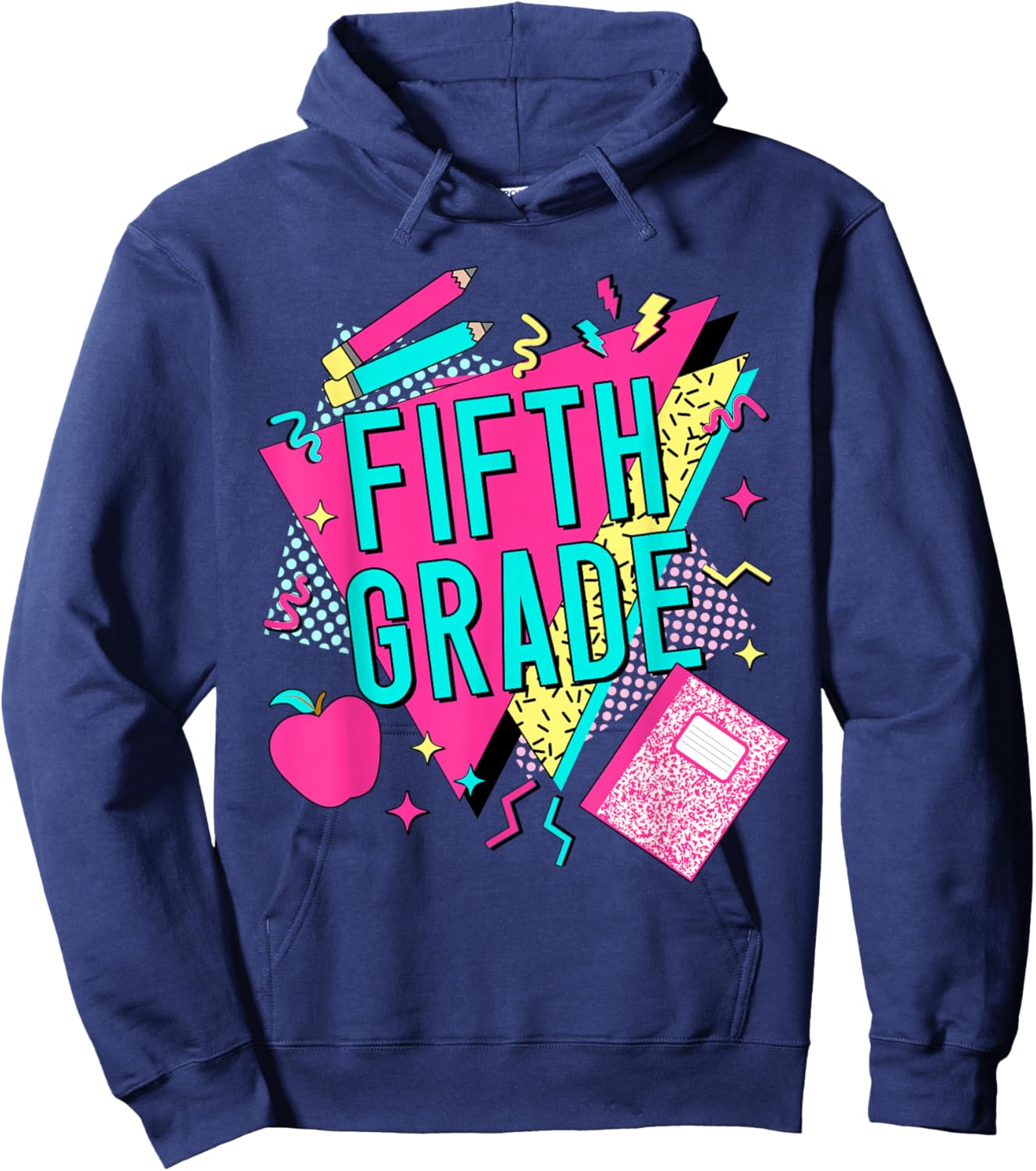 Fifth Grade Retro 90s 5th Grade Teacher Back to School Hoodie - Hoodie | Navy