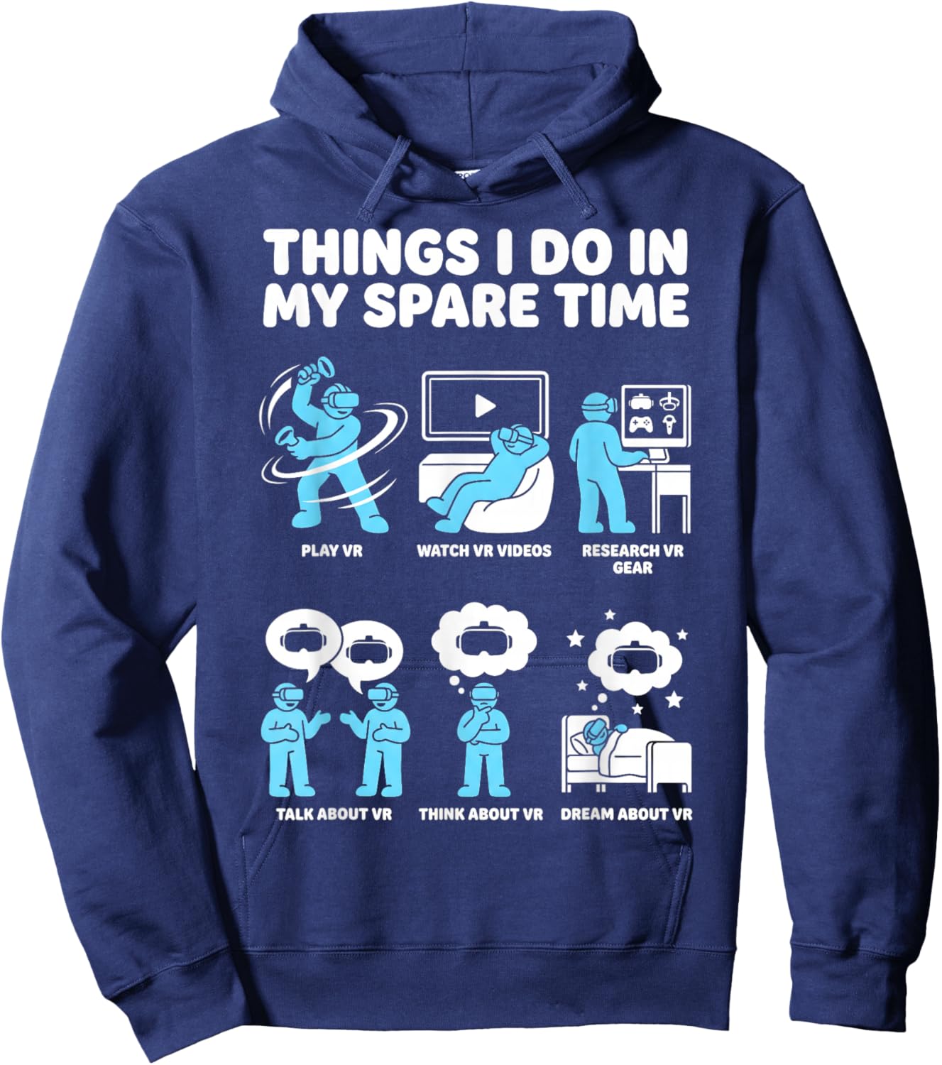 Virtual Reality VR Boys Gaming Gamer Headset Hoodie - Hoodie | Navy