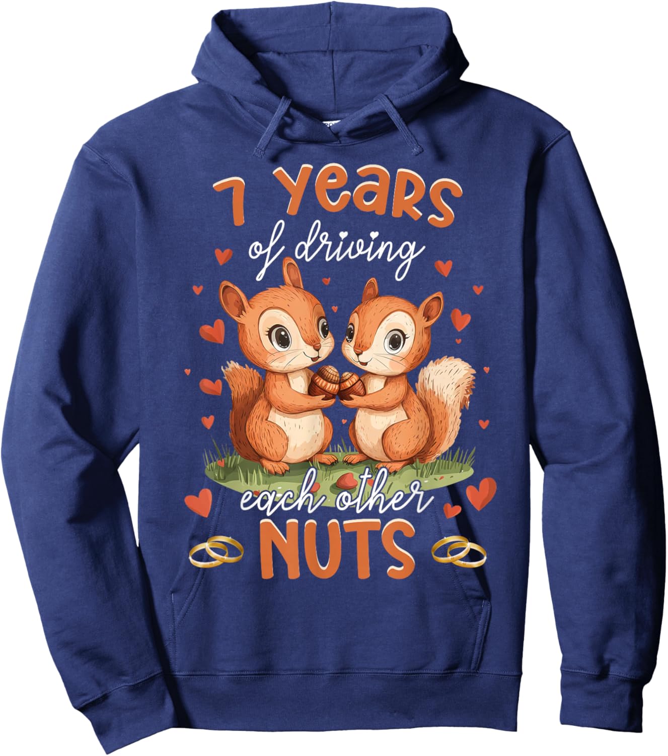 Squirrels 7th Wedding Anniversary 7 Years Cute Nuts Gift Hoodie - Hoodie | Navy