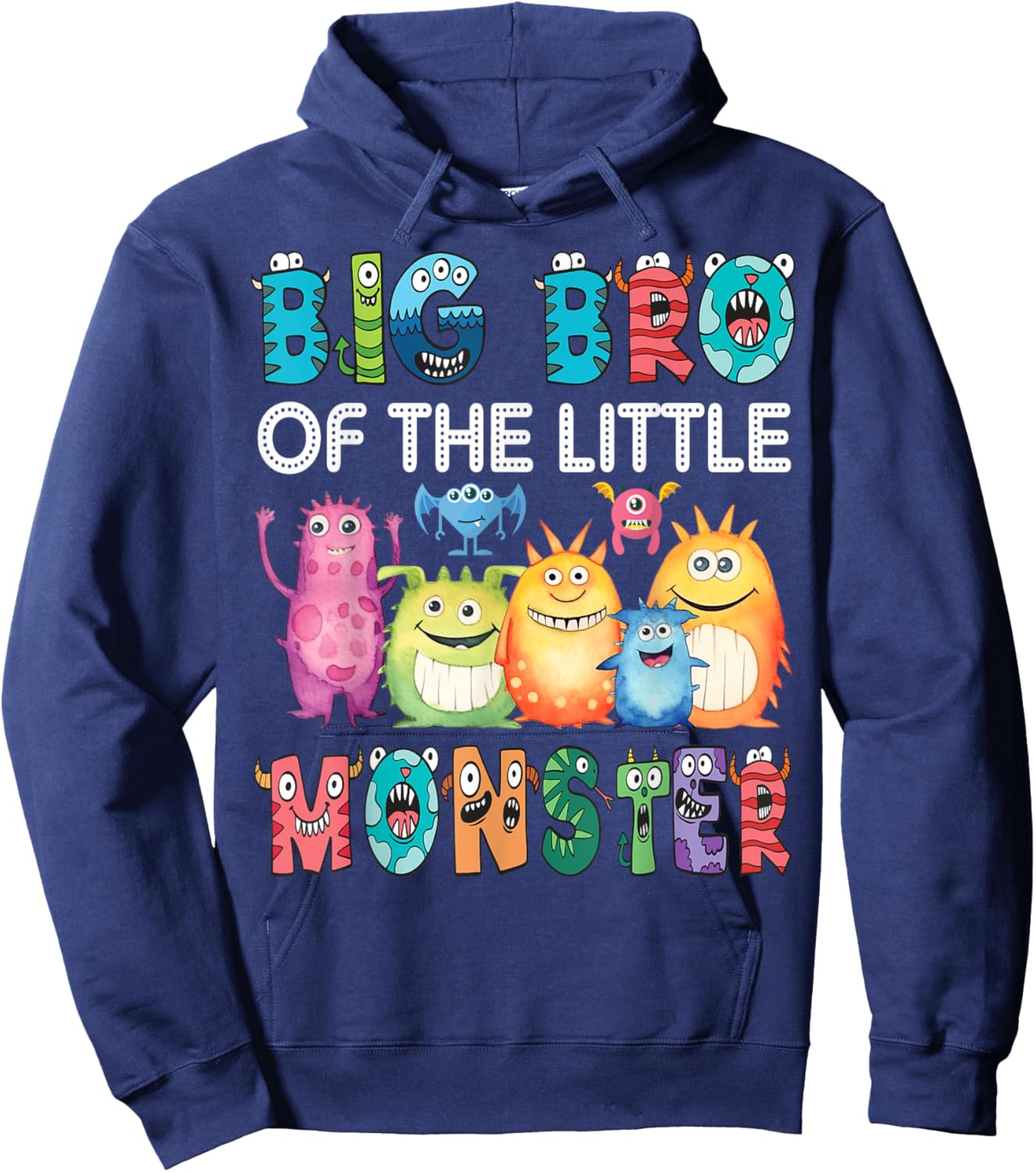 Big Bro Of The Little Monster Kids 1St Birthday Party Hoodie - Hoodie | Navy