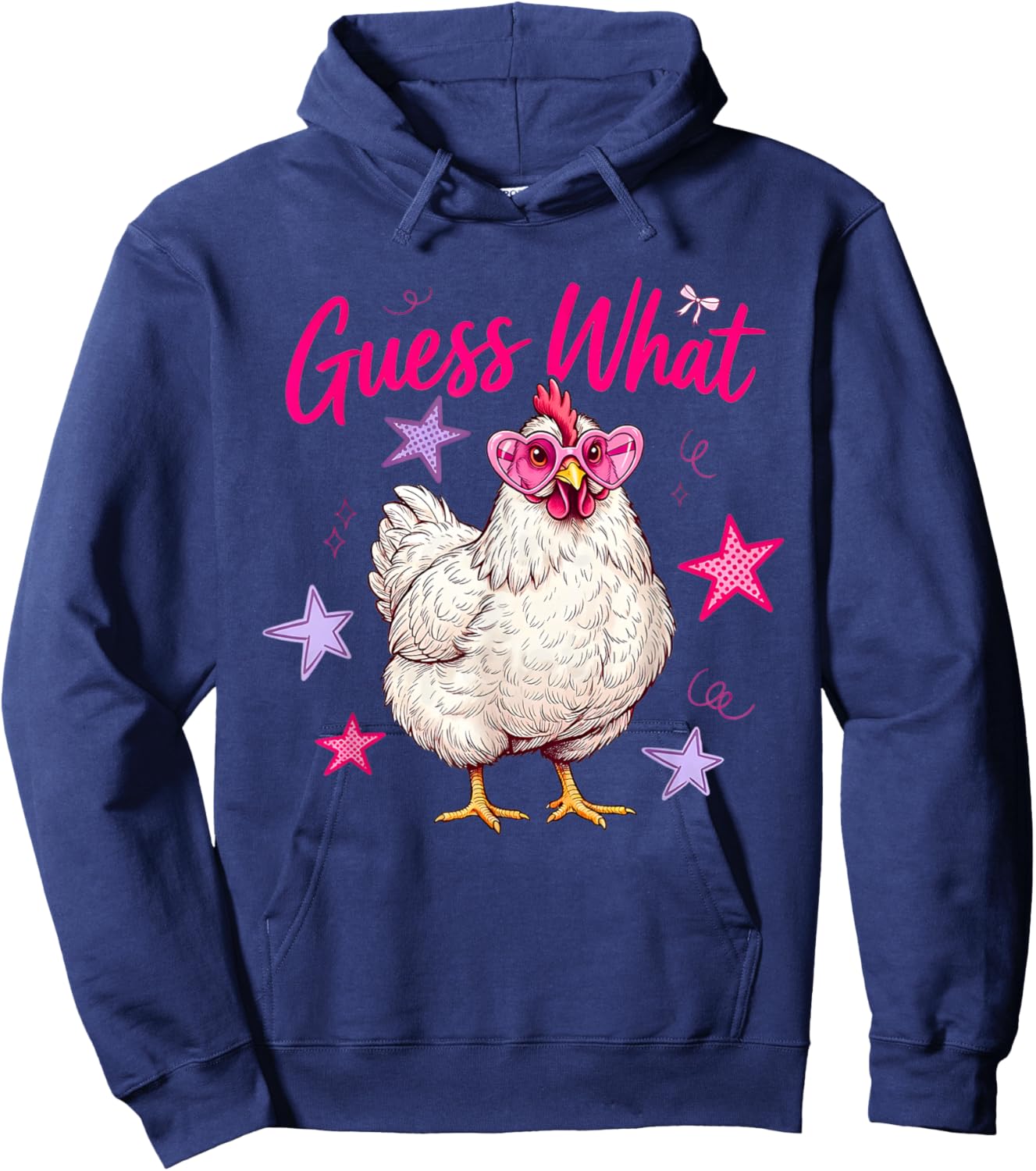 Guess What Chicken Butt Funny Chicken Meme Humor 2 Sided Hoodie - Hoodie | Navy