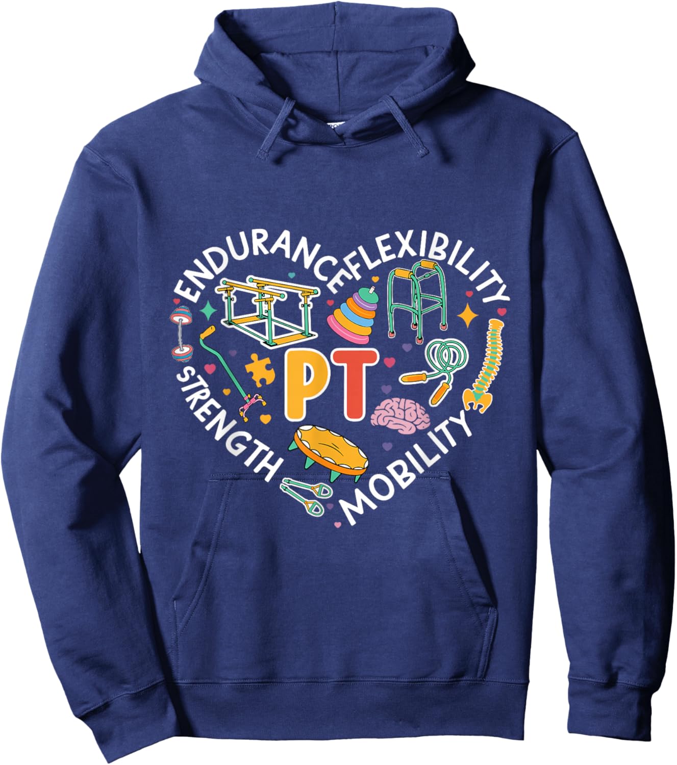 Physical Therapy Retro Groovy Physical Therapist , -Adults/Kids, Black, Small, Short Sleeve Hoodie - Hoodie | Navy